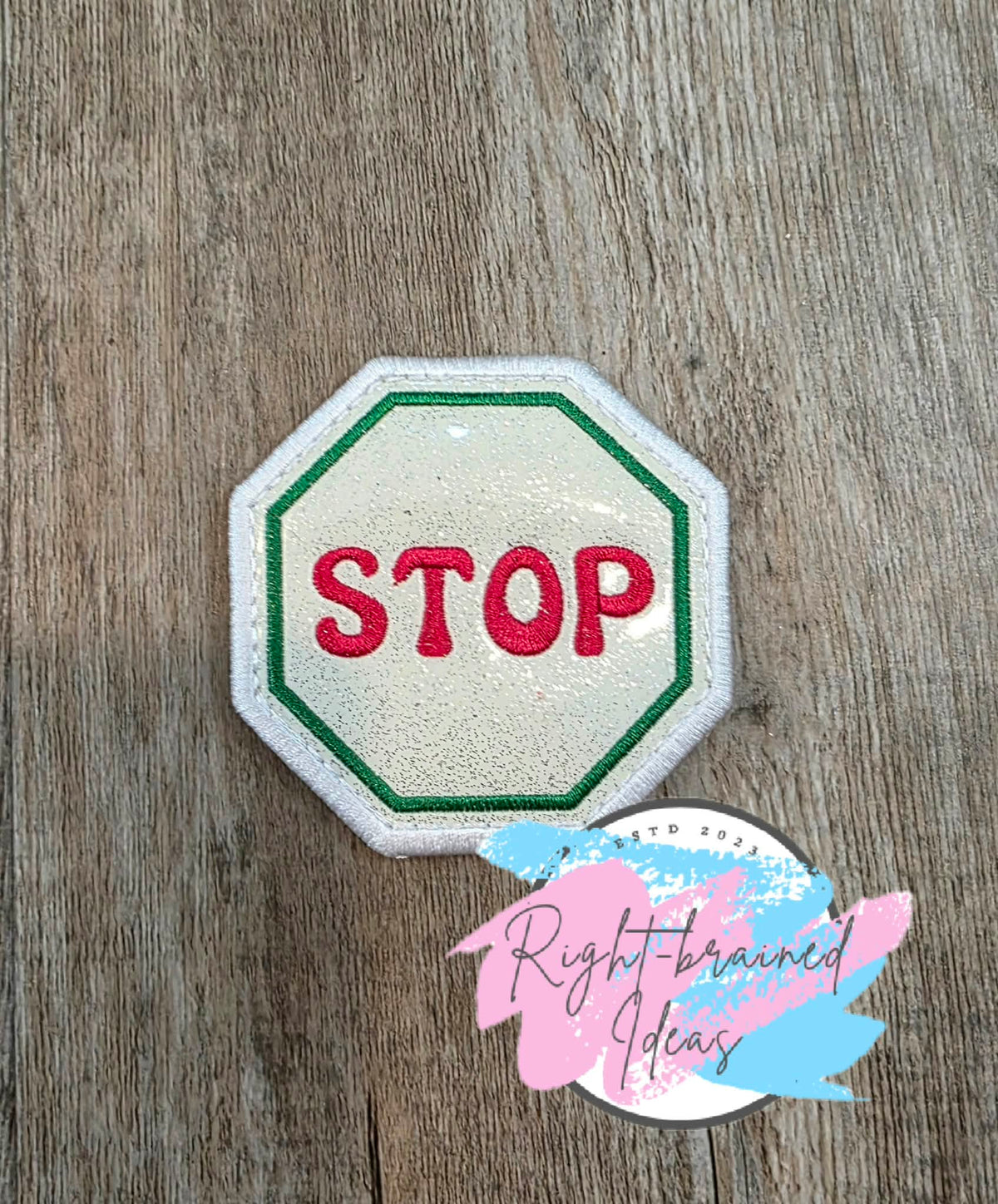 Peppermint Inspired Fun Size Service Dog Red And Green On Sparkle White Vinyl Five-piece Patch And Leash Wrap Set