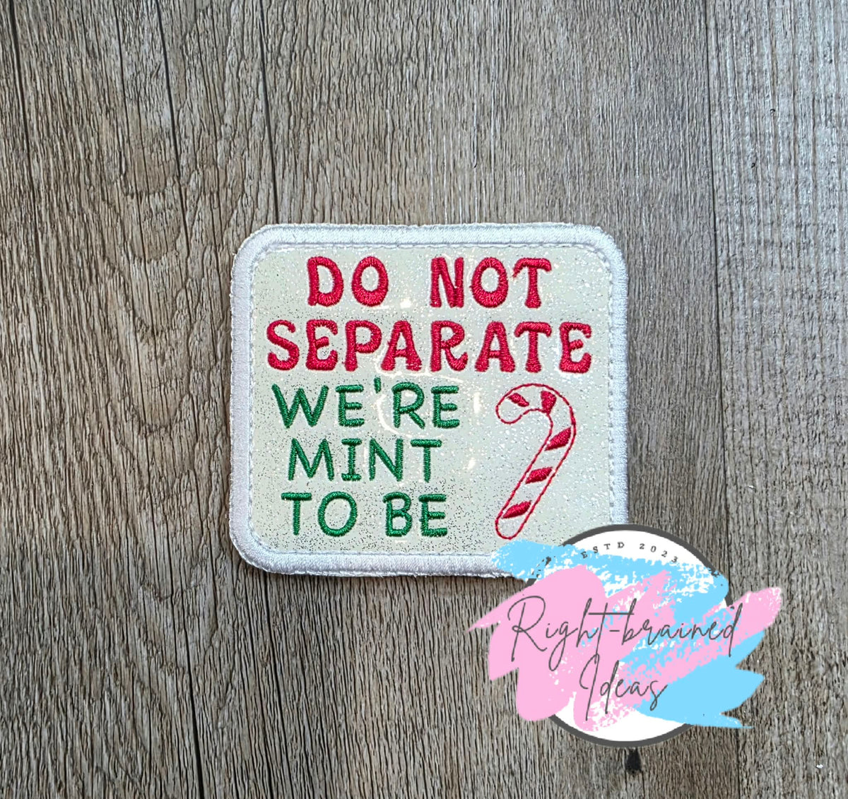 Peppermint Inspired Fun Size Service Dog Red And Green On Sparkle White Vinyl Three-piece Patch Set