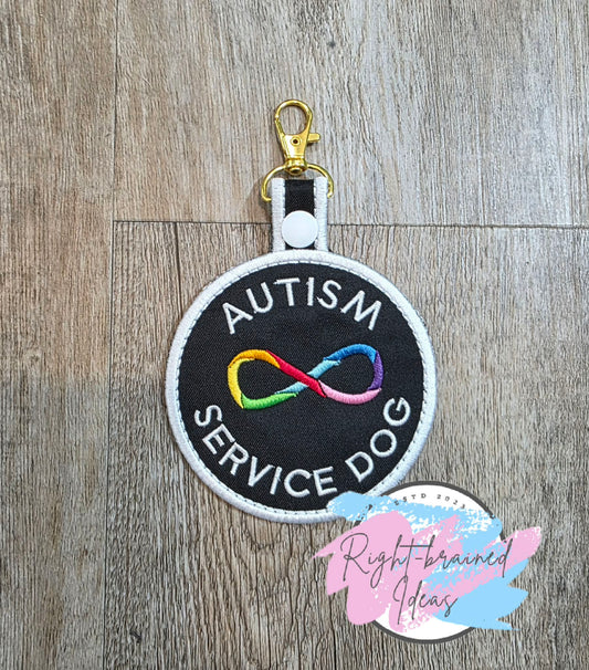 Autism Service Dog Neurodivergent Inspired Rainbow and White on Black Lightweight High Performance Twill Patch Tab
