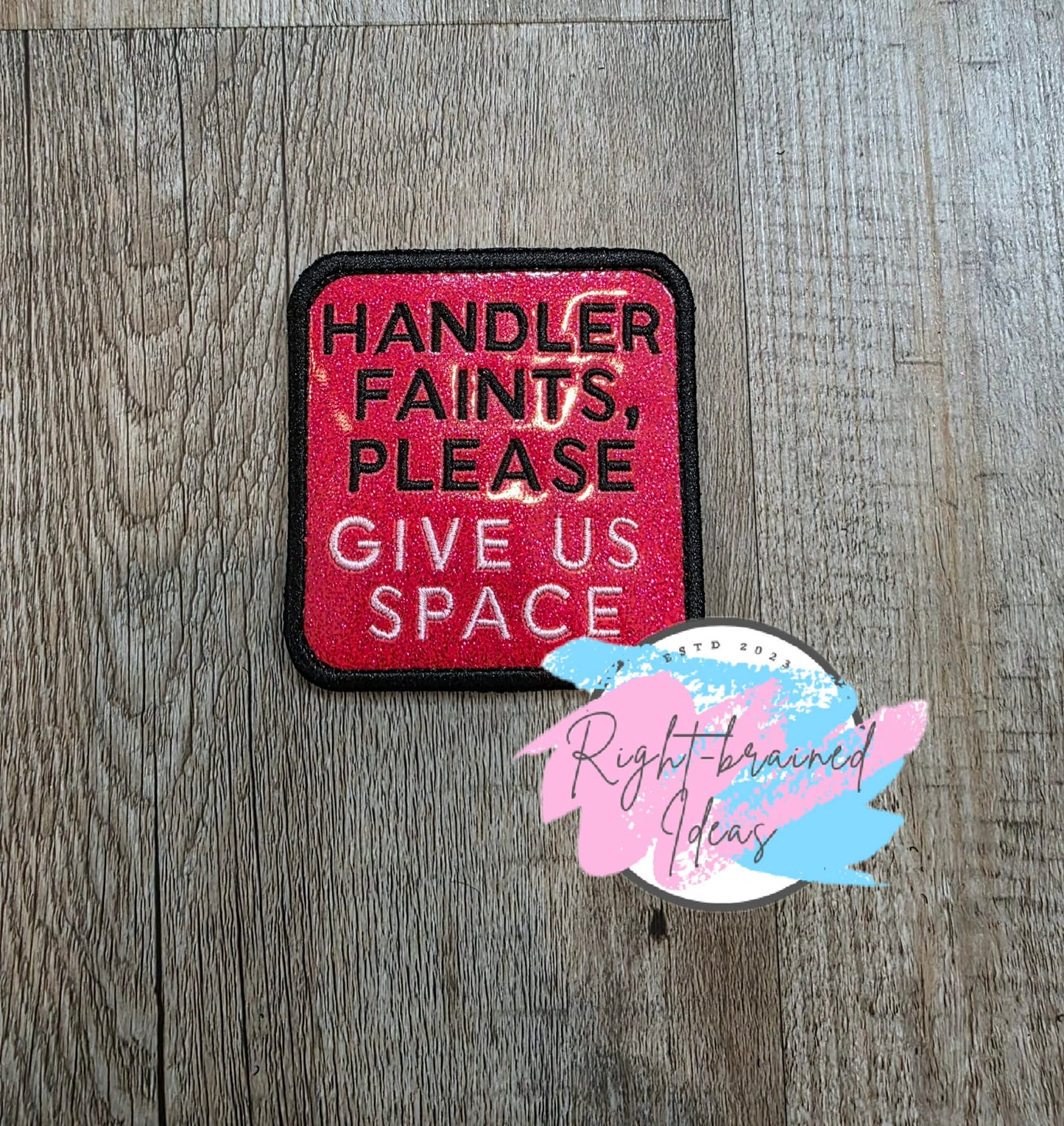 Service Dog Do Not Pet Black And Light Pink On Sparkle Red Vinyl Three-piece Patch Set