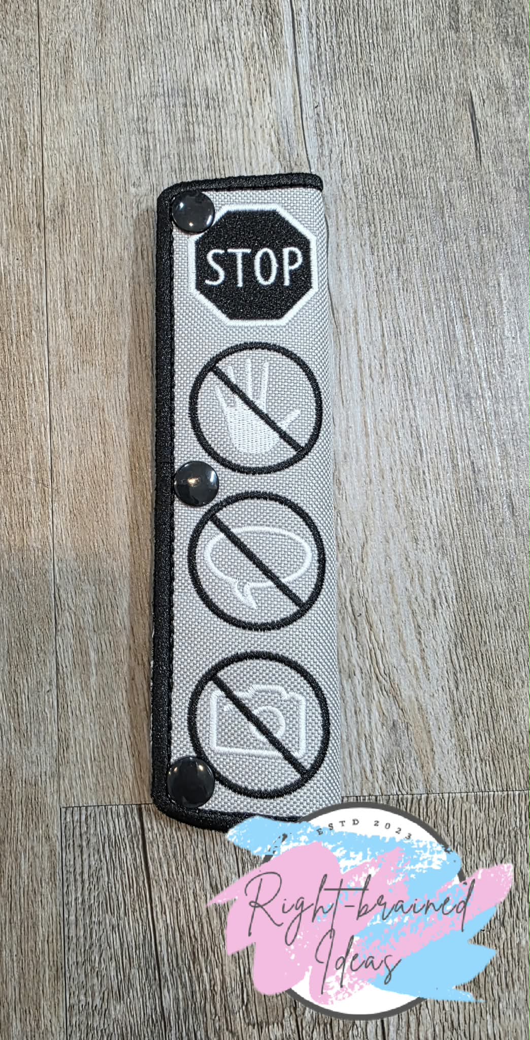 Service Dog Do Not Pet White And Black On Grey Ottertex Canvas Five-piece Patch And Leash Wrap Set