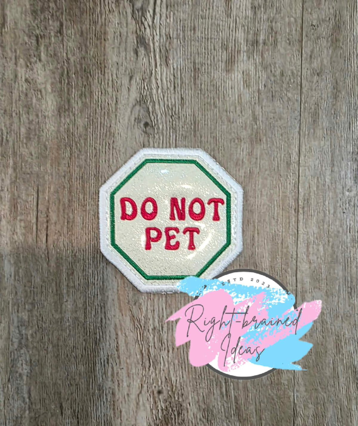 Peppermint Inspired Fun Size Service Dog Sweet But Working Red And Green On Sparkle White Vinyl Five-piece Patch And Leash Wrap Set