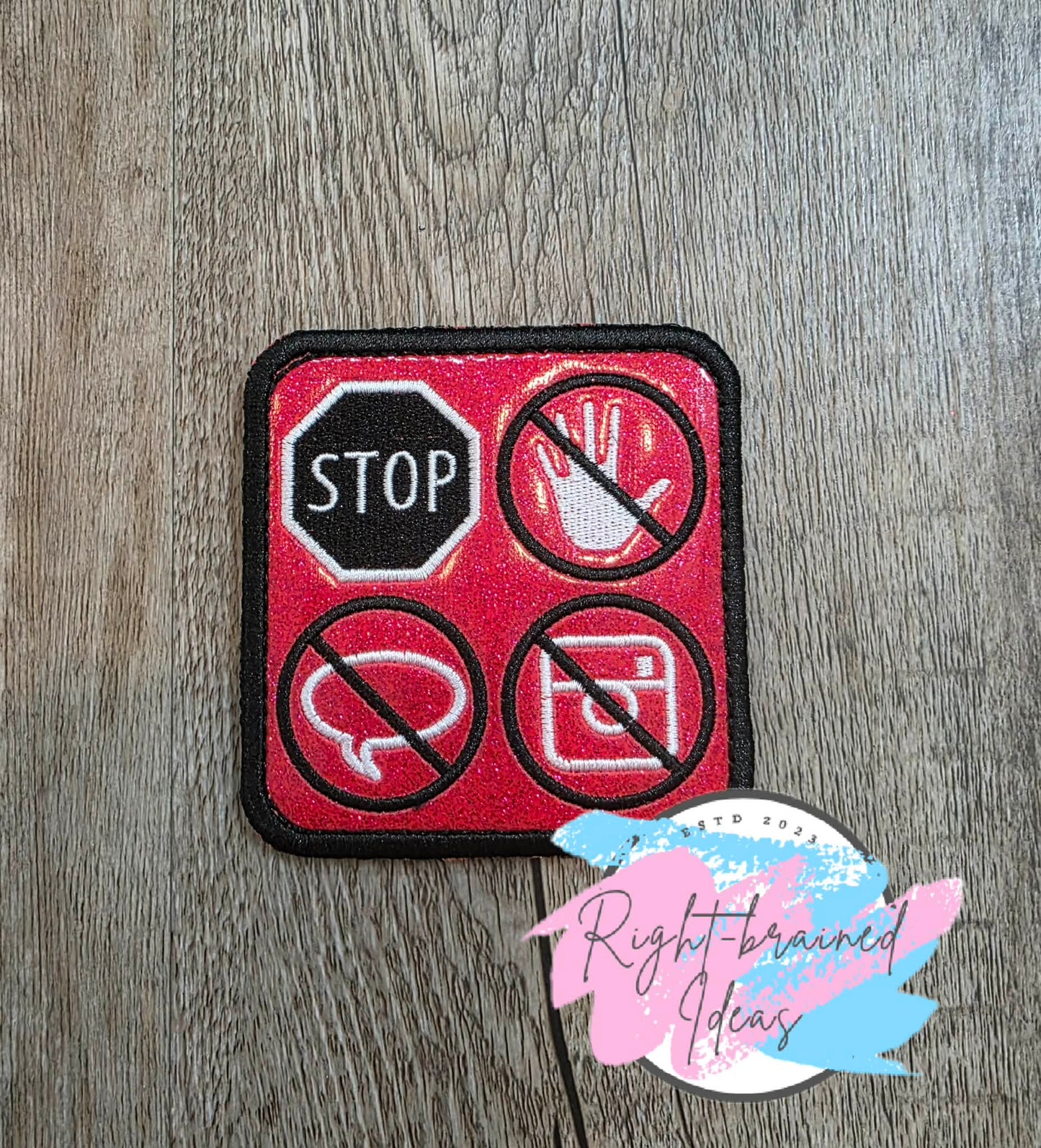 Service Dog In Training White And Black On Sparkle Red Vinyl Four-piece Patch Set