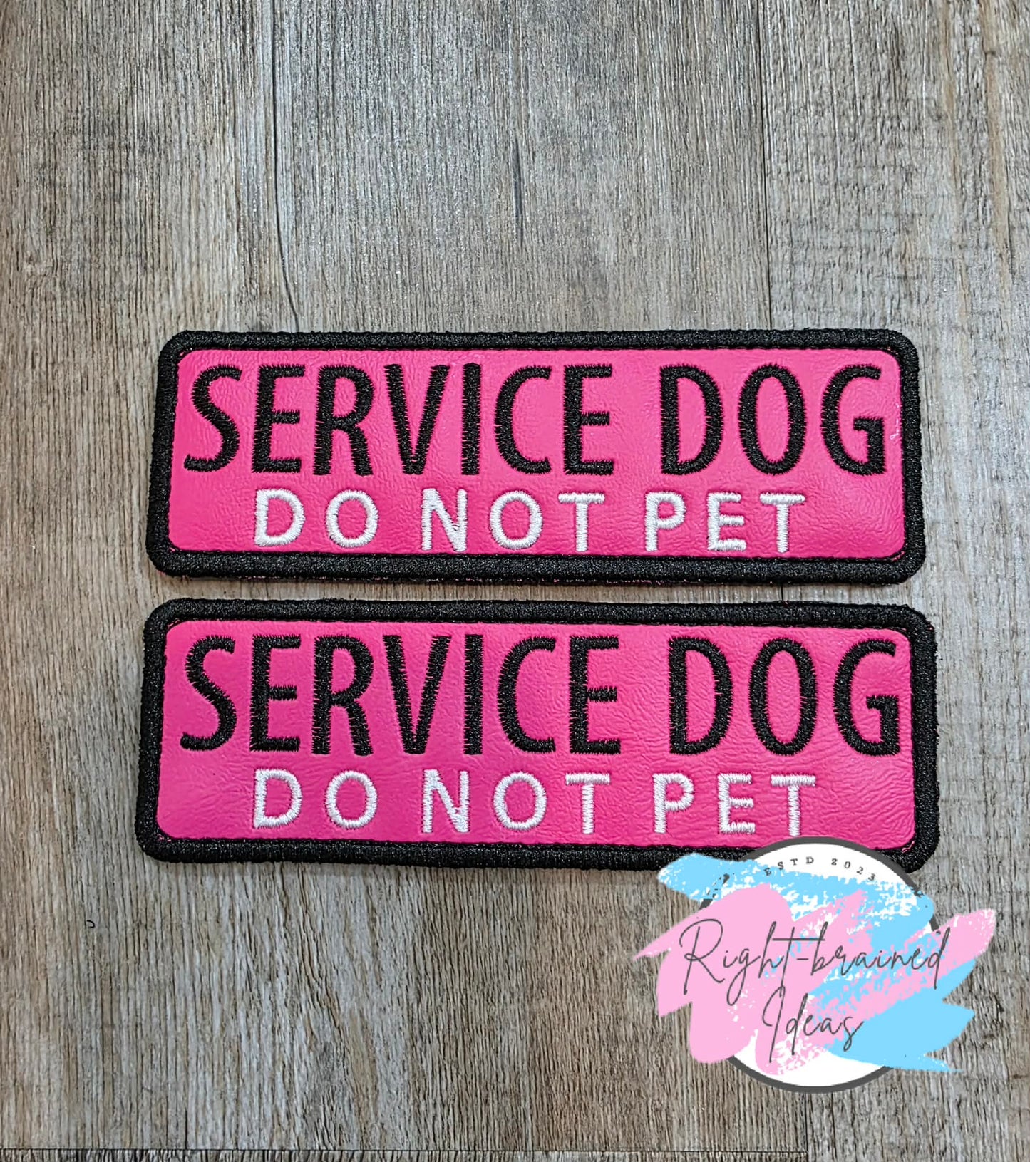 Service Dog Do Not Pet Black And White On Hot Pink Denali Vinyl Three-piece Patch Set