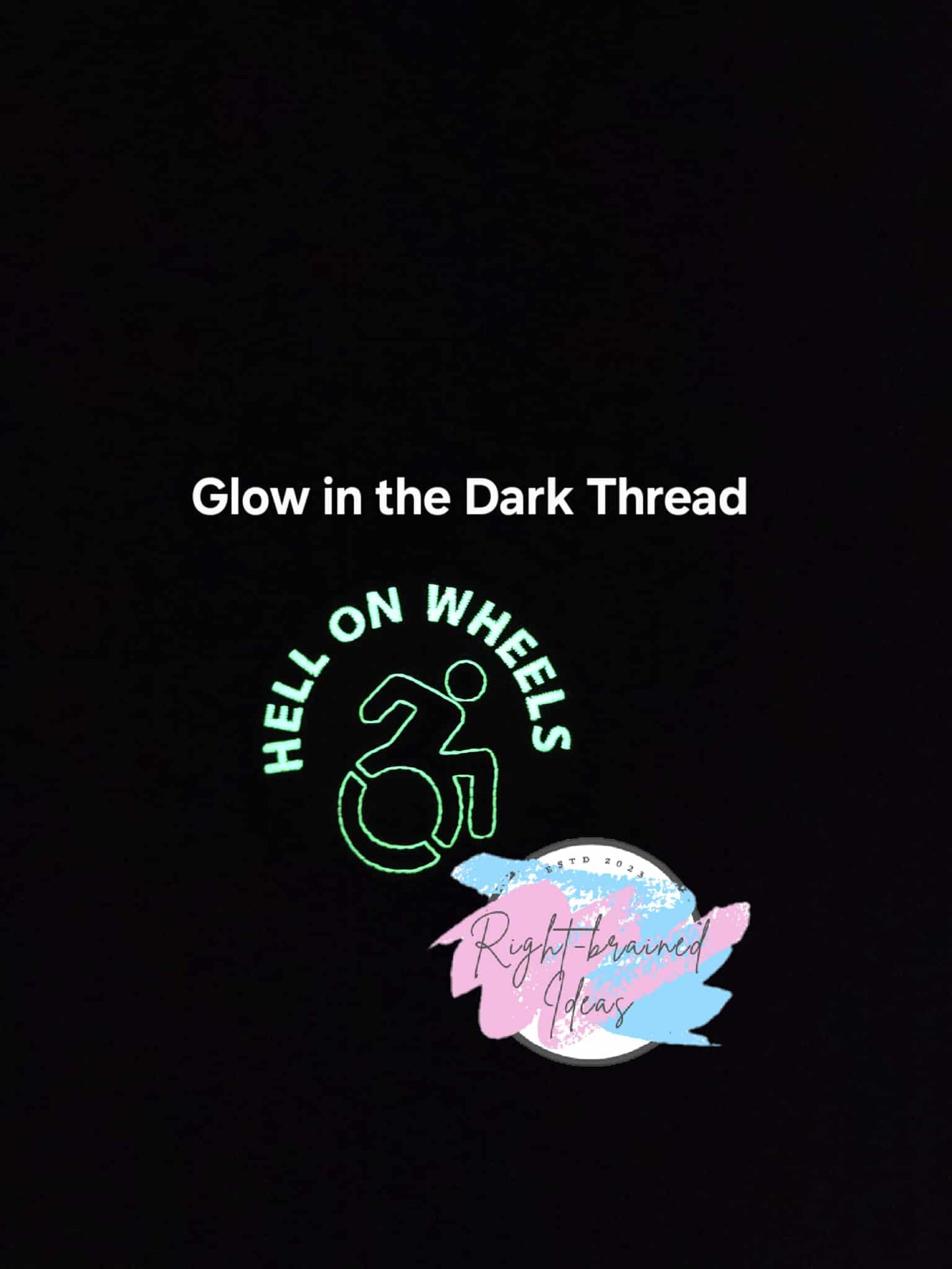 Hell on Wheels Glow-In-The-Dark White And Black On Sparkle Green Holographic Patch Tab