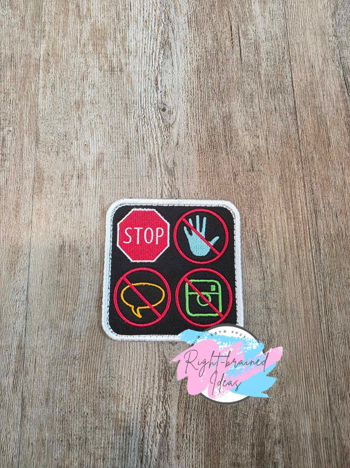 *Cosmetic Flaw* Multi-Purpose Service Dog Rainbow and White on Black Twill Five-piece Patch Set