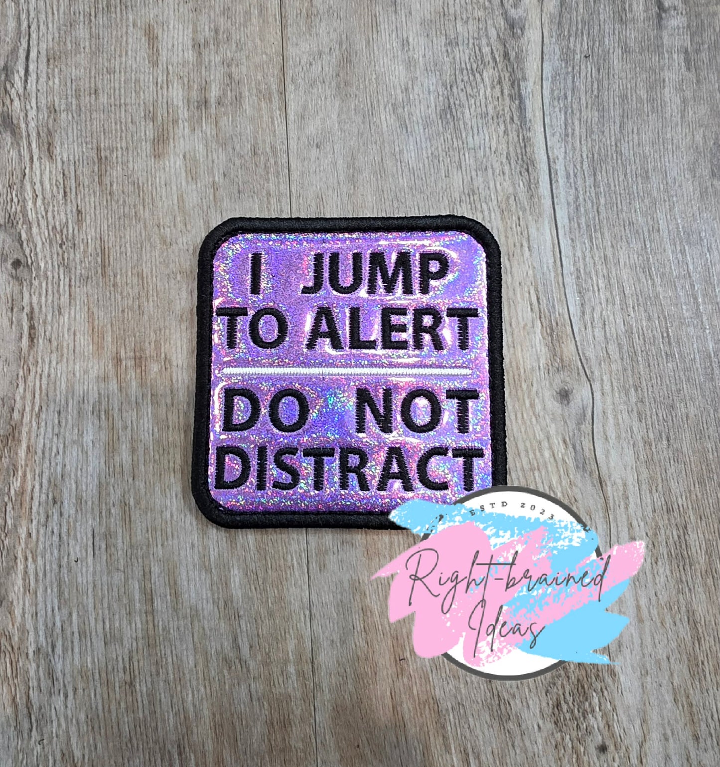 Service Dog Cardiac Alert Black And White On Sparkle Purple Holographic Vinyl Four-piece Patch Set