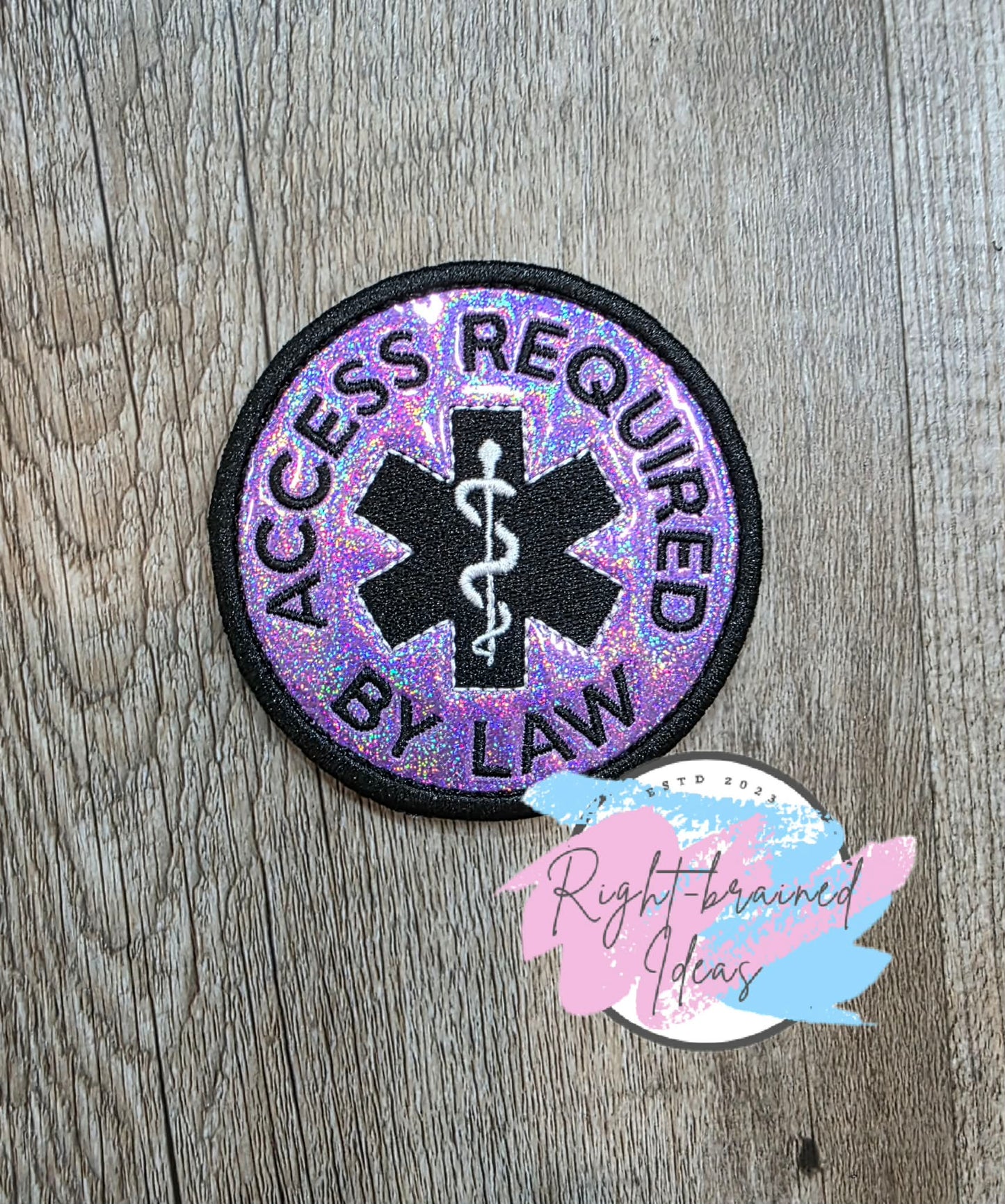 Service Dog Ignore Me White And Black On Sparkle Purple Holographic Vinyl Four-piece Patch Set