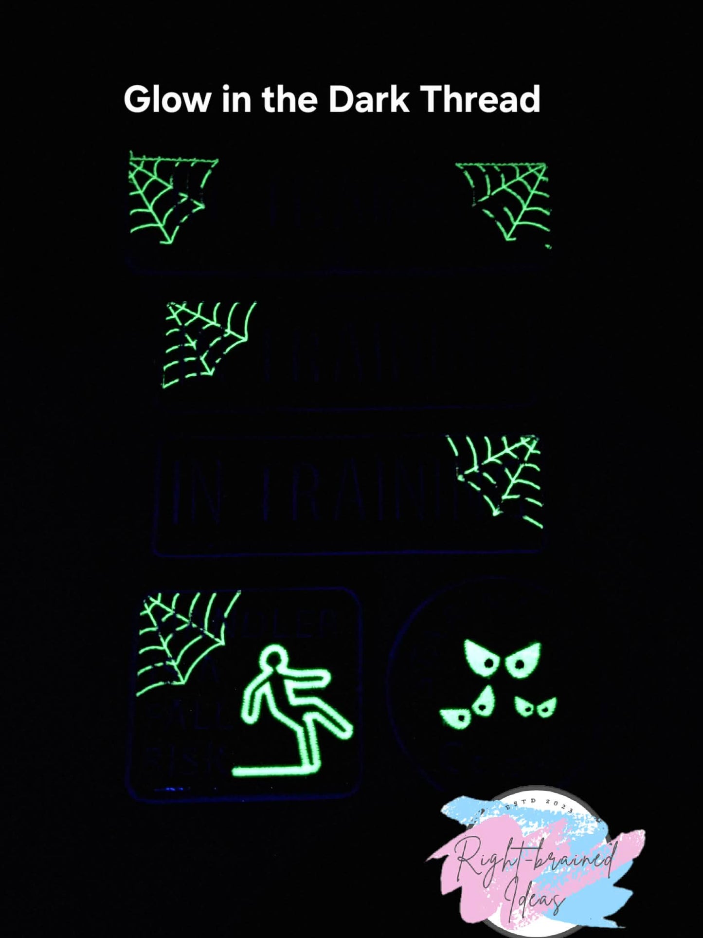 In Training Creepy Crawley Inspired Purple and Glow-in-the-Dark White on Sparkle Lime Green Vinyl Five-piece Patch Set