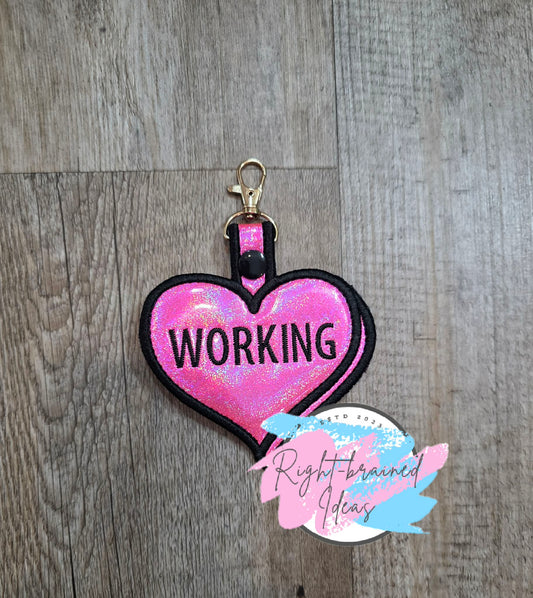 Valentine's Day Conversation Hearts Inspired Working Black On Sparkle Pink Holographic Vinyl Patch Tab