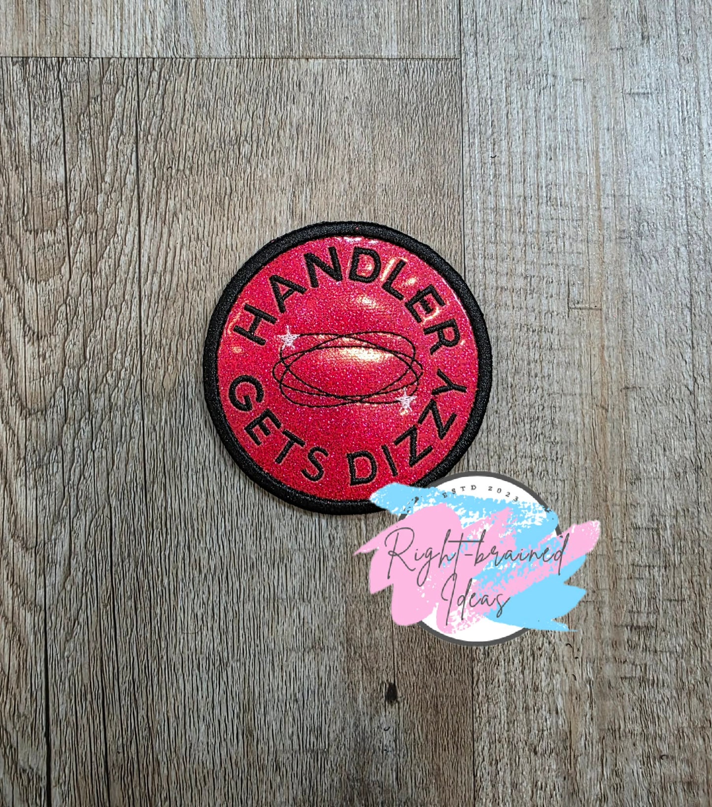 Service Dog Cardiac Alert Black And Light Pink On Sparkle Red Vinyl Three-piece Patch Set