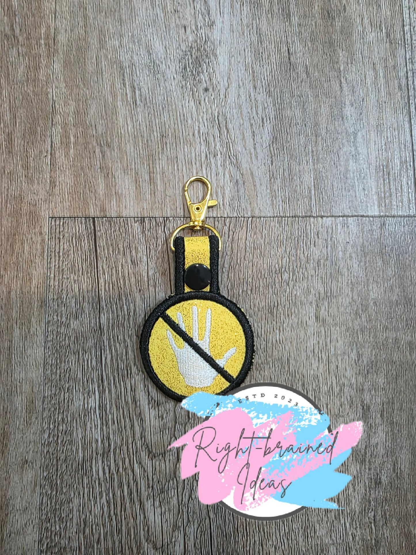 No Touching White And Black On Sparkle Yellow Vinyl Mini Patch Tab