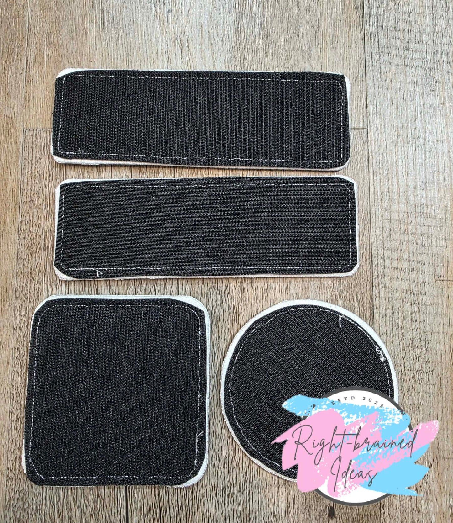 Shamrock Inspired Service Dog Cute But Working Flat Matt Mint Green, Flat Matt Forest Green, Flat Matt Orange And White On Sparkle White Vinyl Four-piece Patch Set