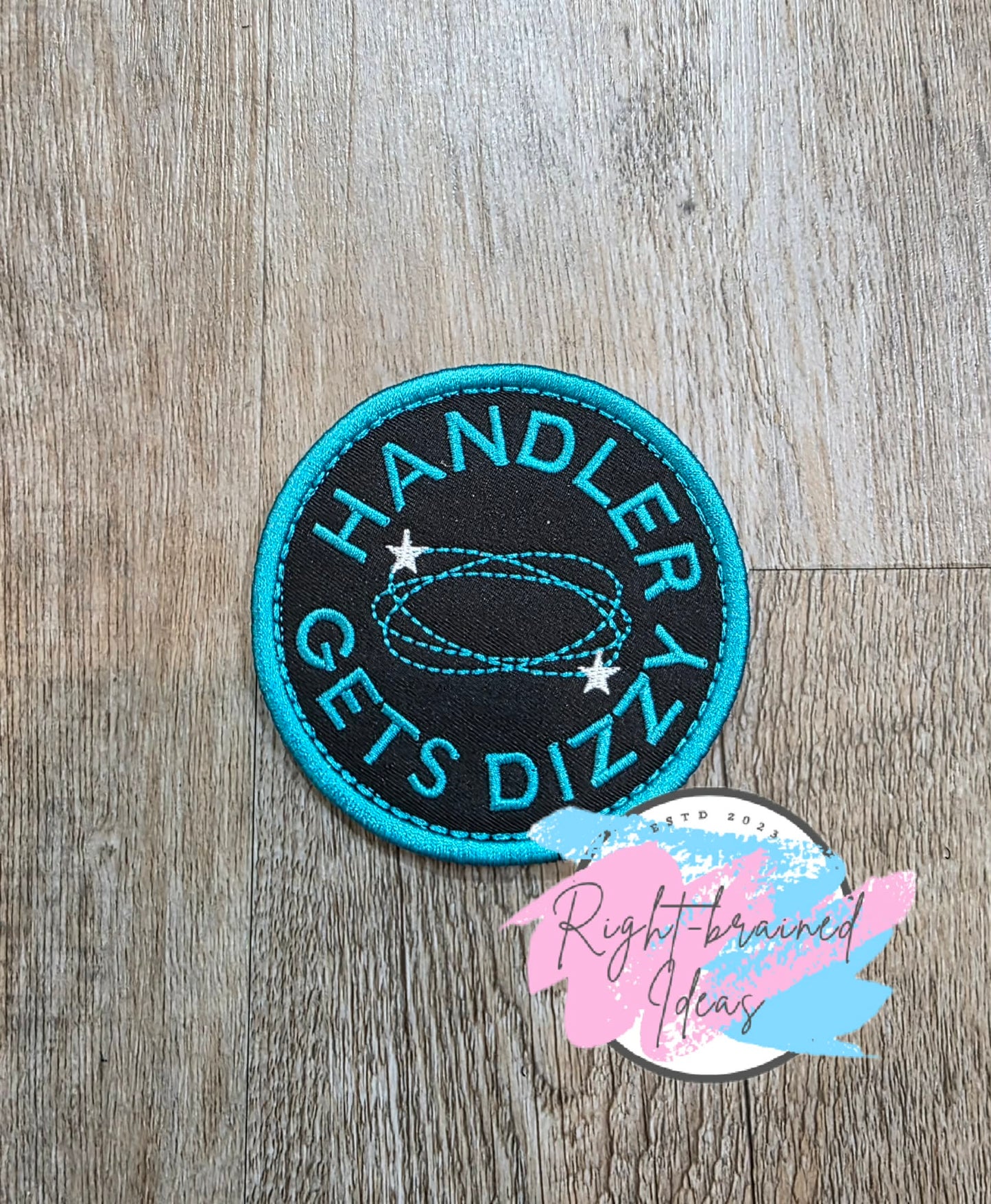 Service Dog Cardiac Alert White And Teal On Lightweight High Performance Black Twill Five-piece Patch and Patch Tab Set