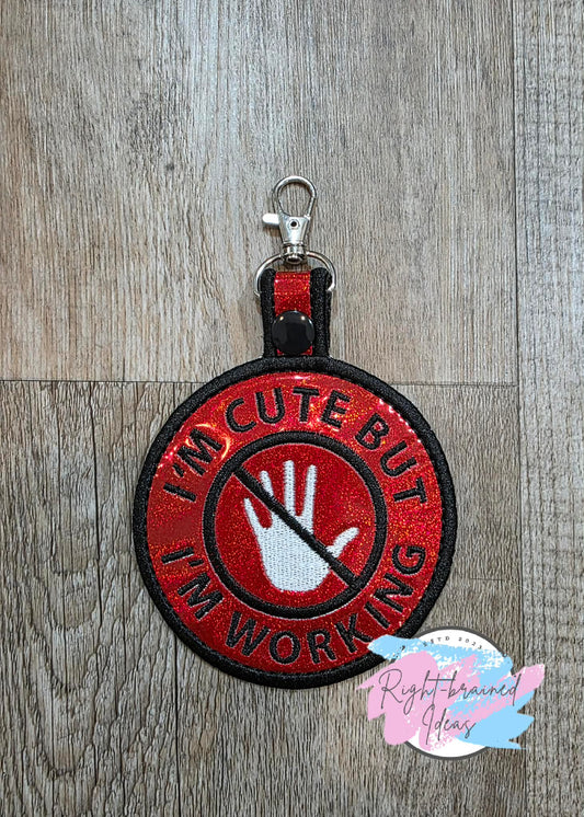 Cute But Working Black And White On Sparkle Red Vinyl Patch Tab