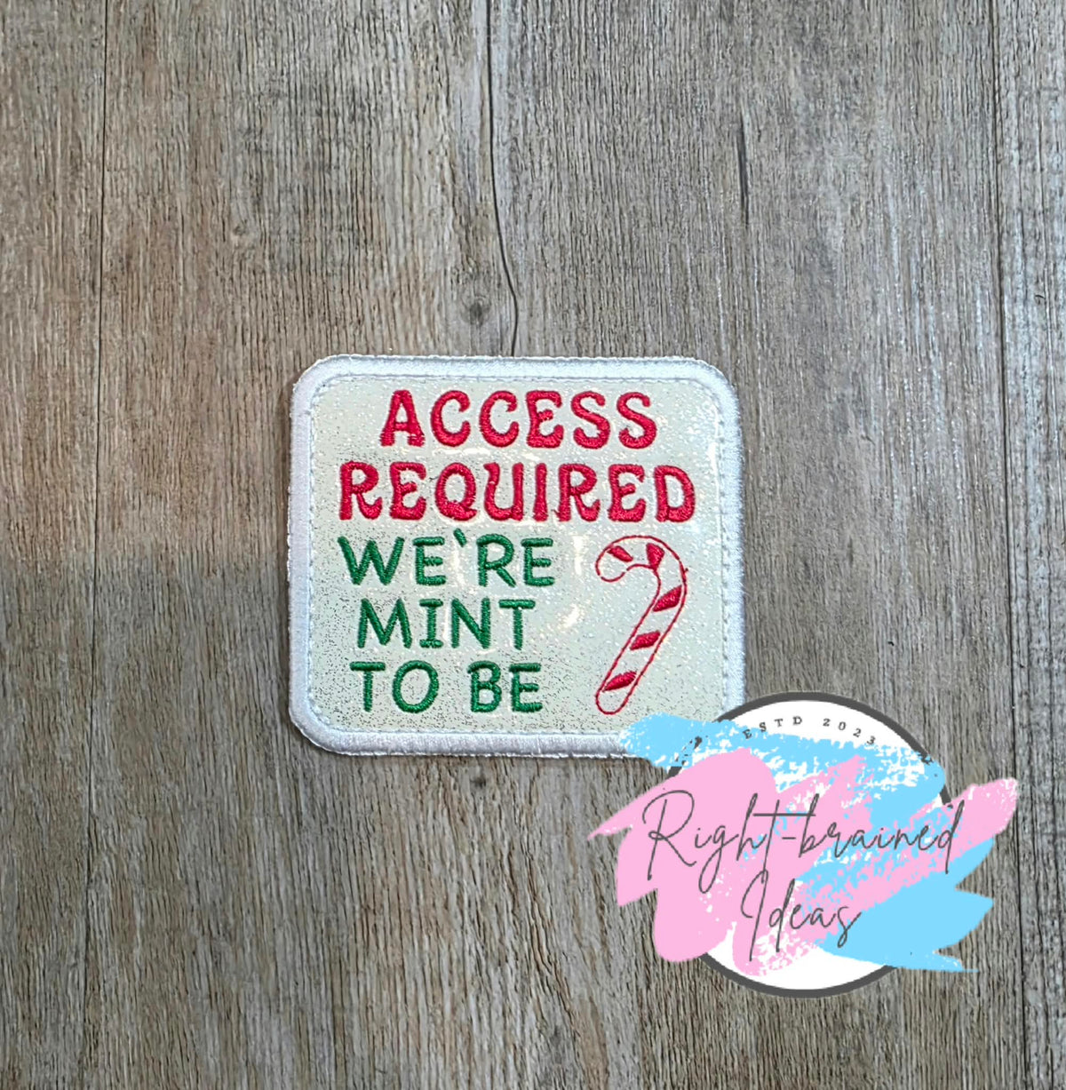 Peppermint Inspired Fun Size Sweet But Working Red And Green On Sparkle White Vinyl Four-piece Patch Set