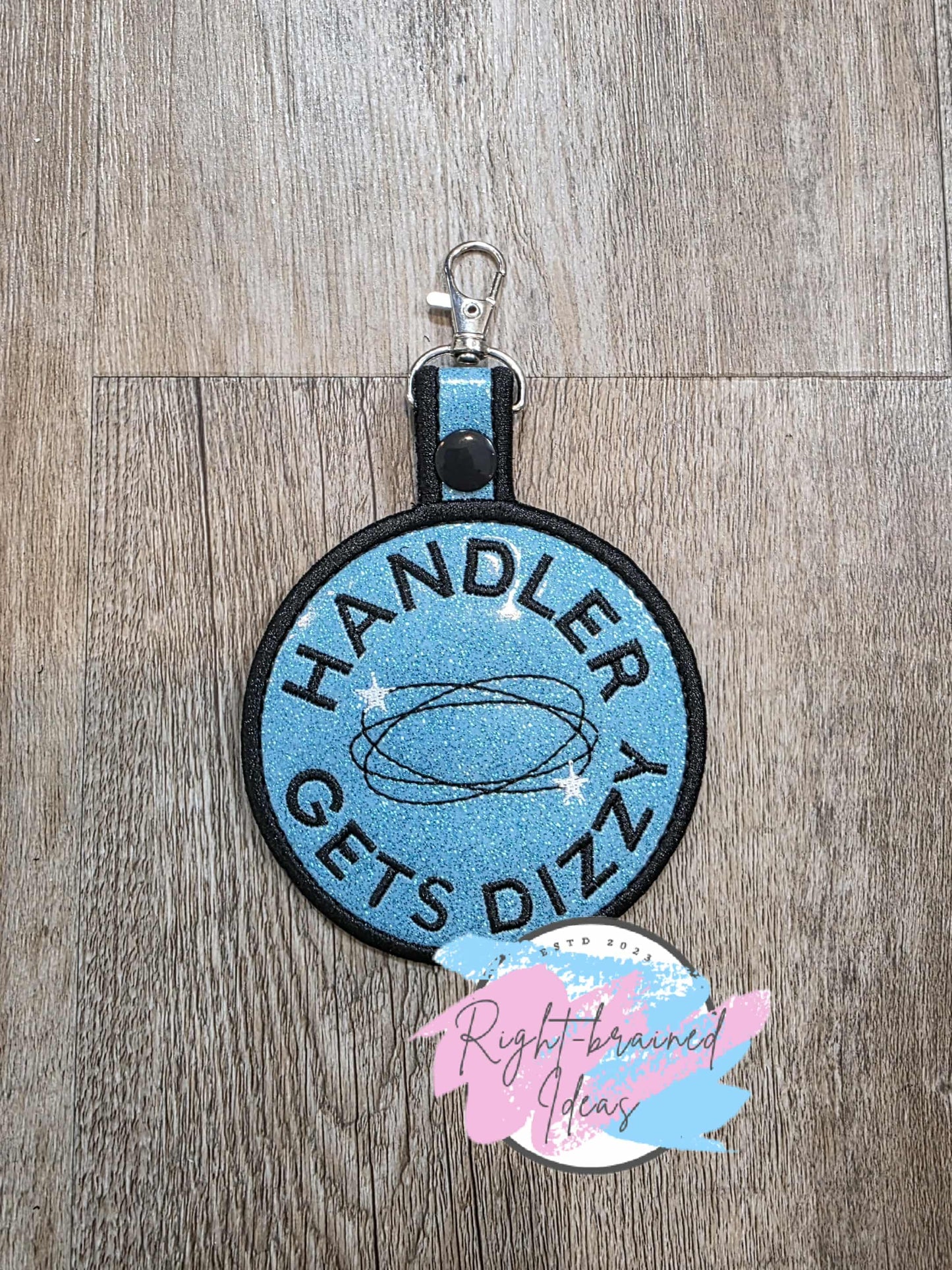 Service Dog Give Us Space Black And White On Sparkle Sky Blue Vinyl Five-piece Patch And Patch Tab Set