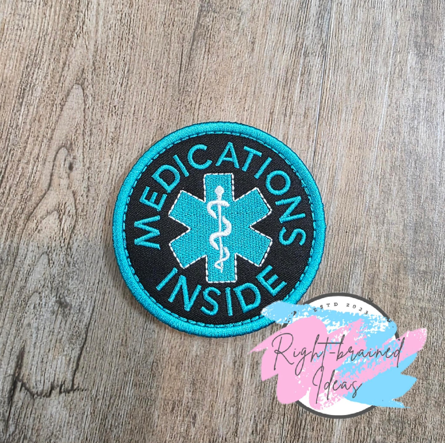 Grow-With-Them Service Dog Teal And White On Lightweight High Performance Black Twill Six-piece Patch Set
