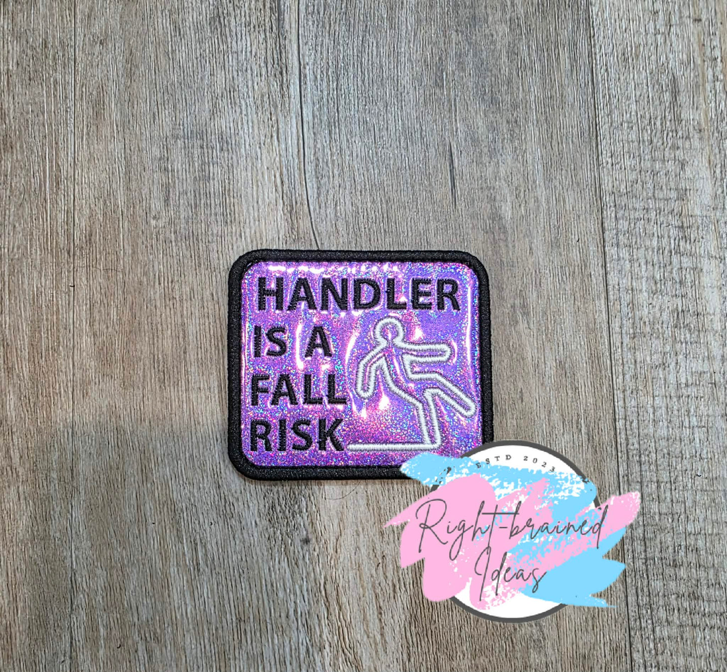 Service Dog In Training White And Black On Sparkle Purple Holographic Vinyl Five-piece Patch And Mini Leash Wrap Set