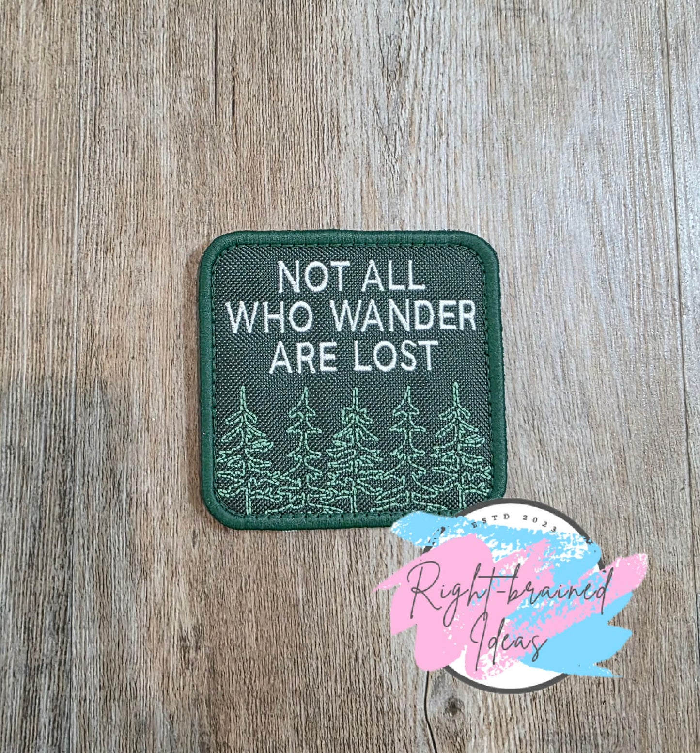 Outdoors Inspired Service Dog In Training Forest Green, Dark Green and White On Forest Green Ottertex Canvas Four-piece Patch Set
