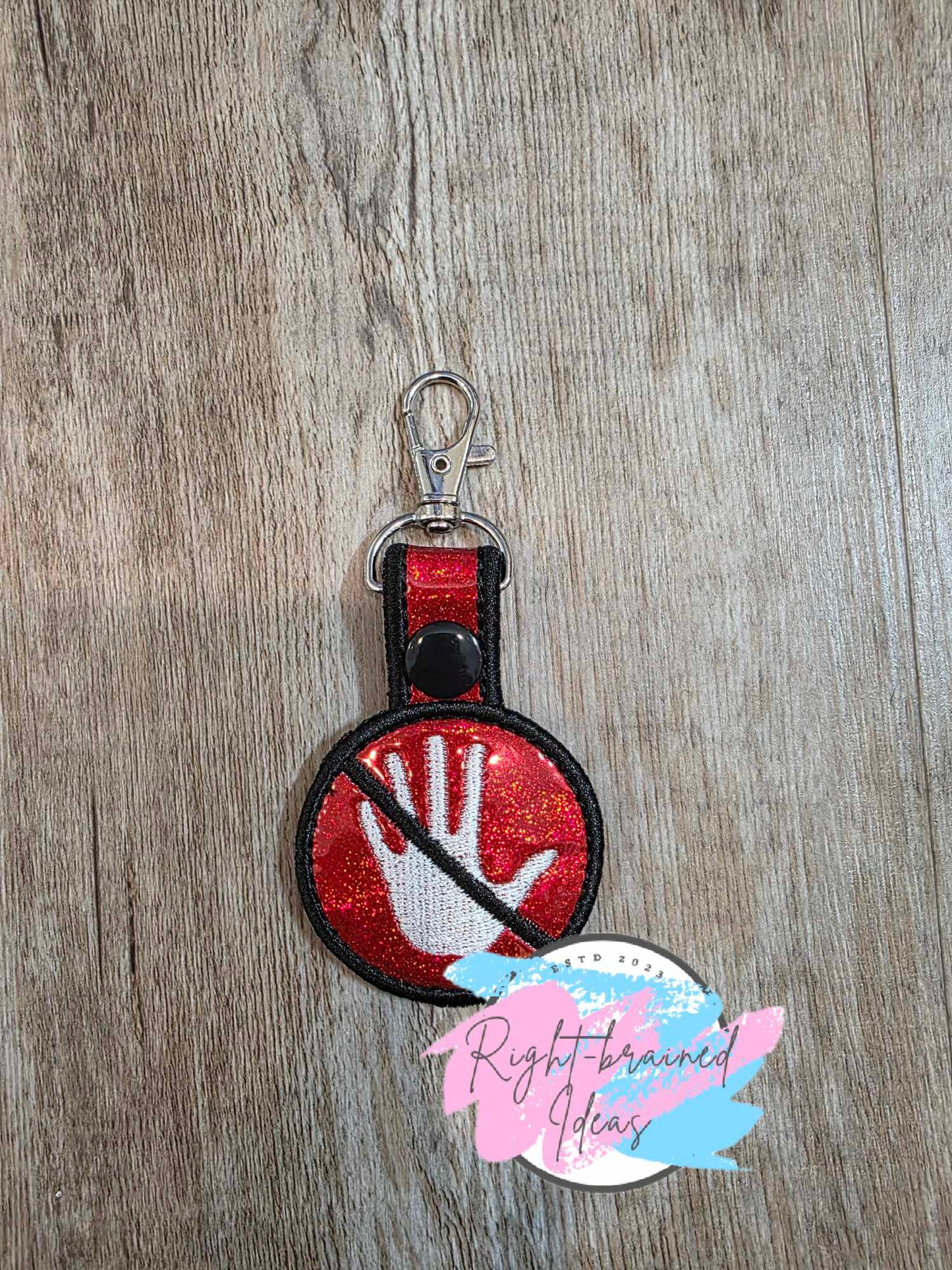 No Touching White and Black on Sparkle Red Holographic Vinyl Mini Patch Tab