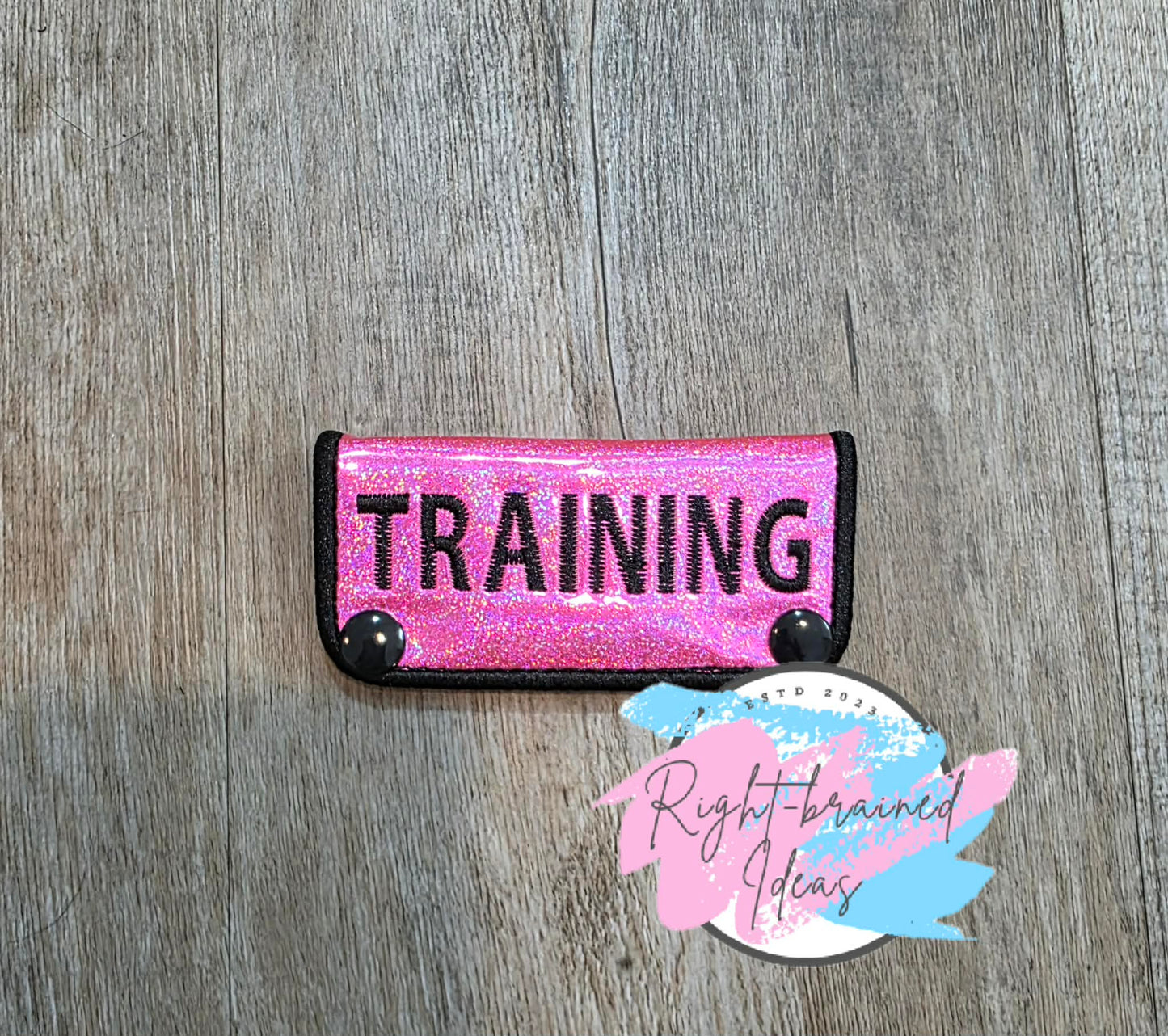 Training Black On Sparkle Pink Holographic Vinyl Mini Leash Wrap