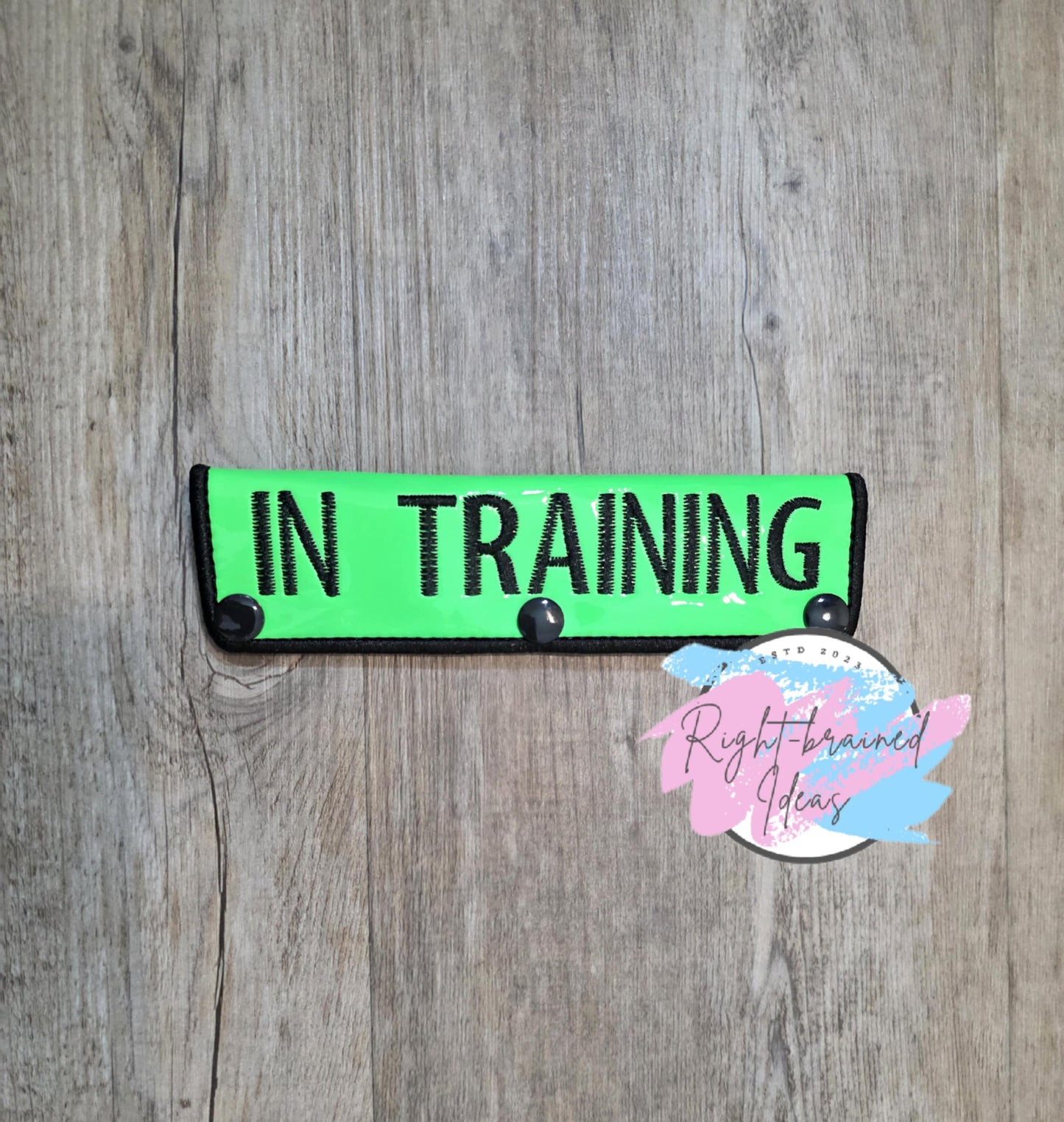 In Training Black On Neon Green Vinyl Leash Wrap