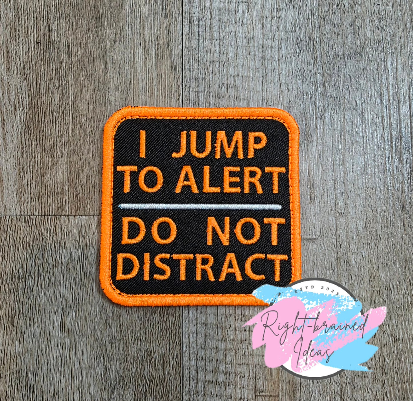 Service Dog In Training Neon Orange And White On Lightweight High Performance Black Twill Five-piece Patch And Patch Tab Set