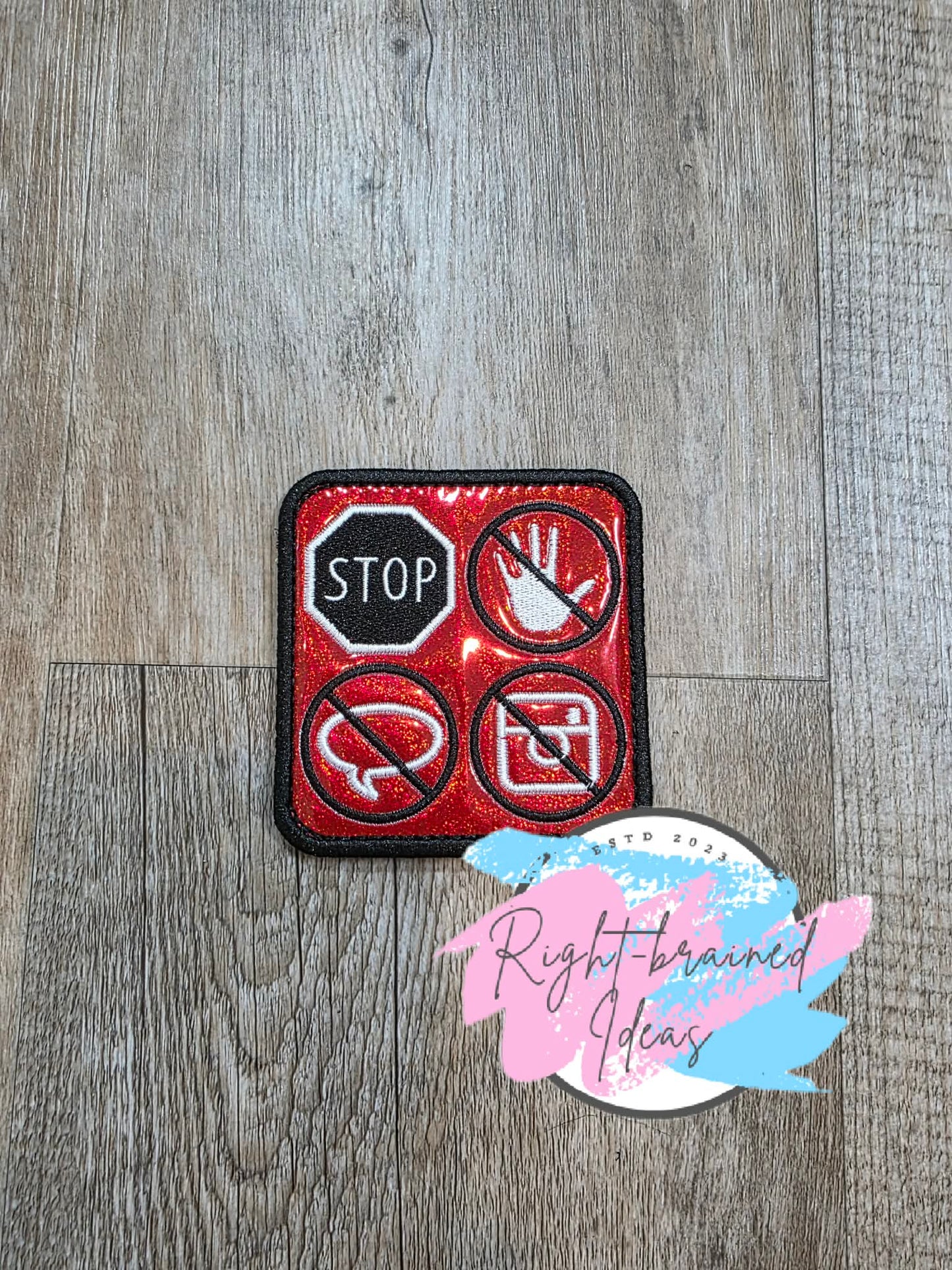 Service Dog In Training Black And White On Sparkle Red Holographic Vinyl Three-piece Patch Set