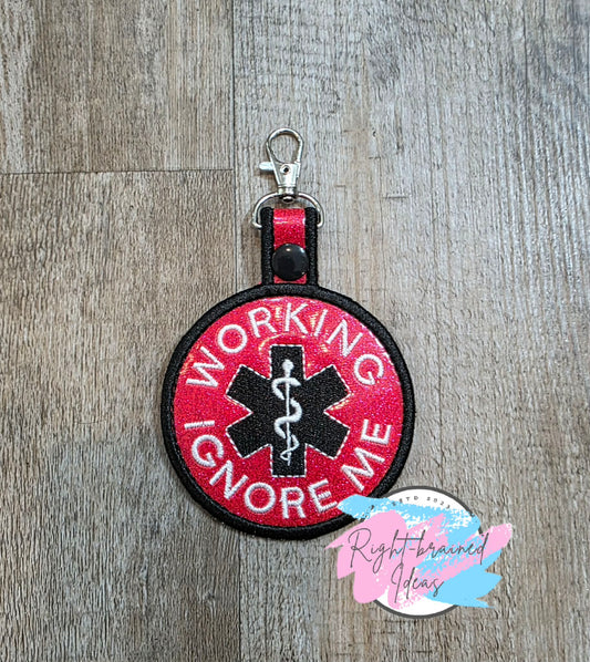 Working Ignore Me Black And White On Sparkle Red Vinyl Patch Tab