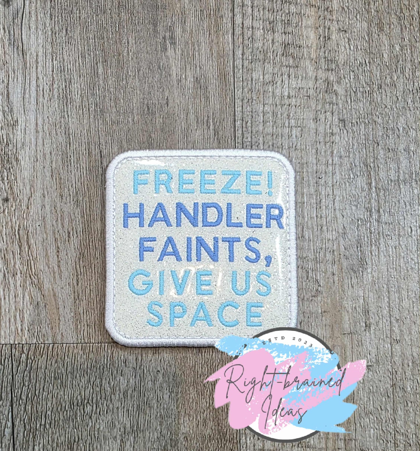 Frost Inspired Service Dog Flat Matt Periwinkle/Sky Blue On Sparkle White Vinyl Three-piece Patch Set