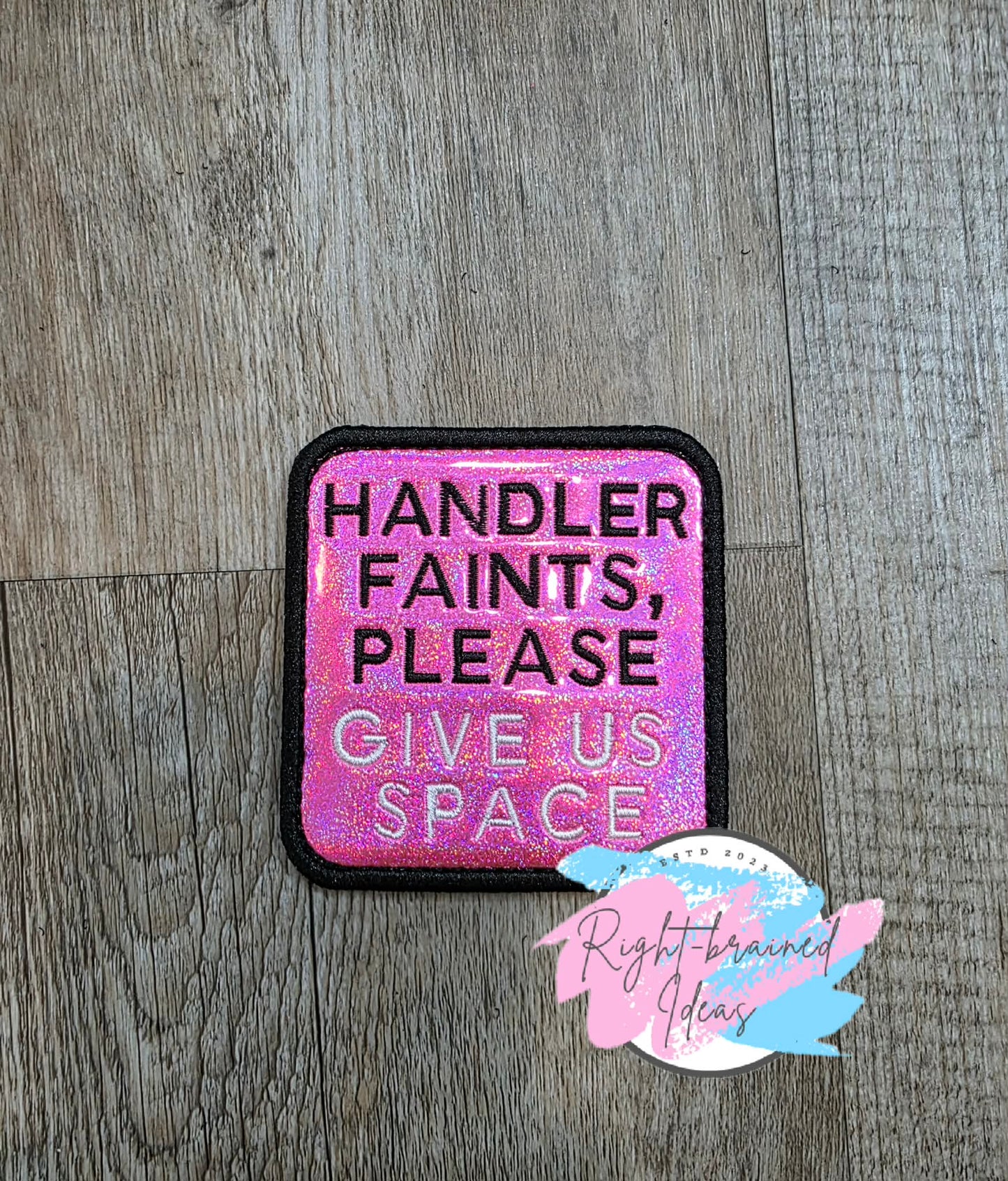 Service Dog In Training Black And White On Sparkle Pink Holographic Vinyl Four-piece Patch Set