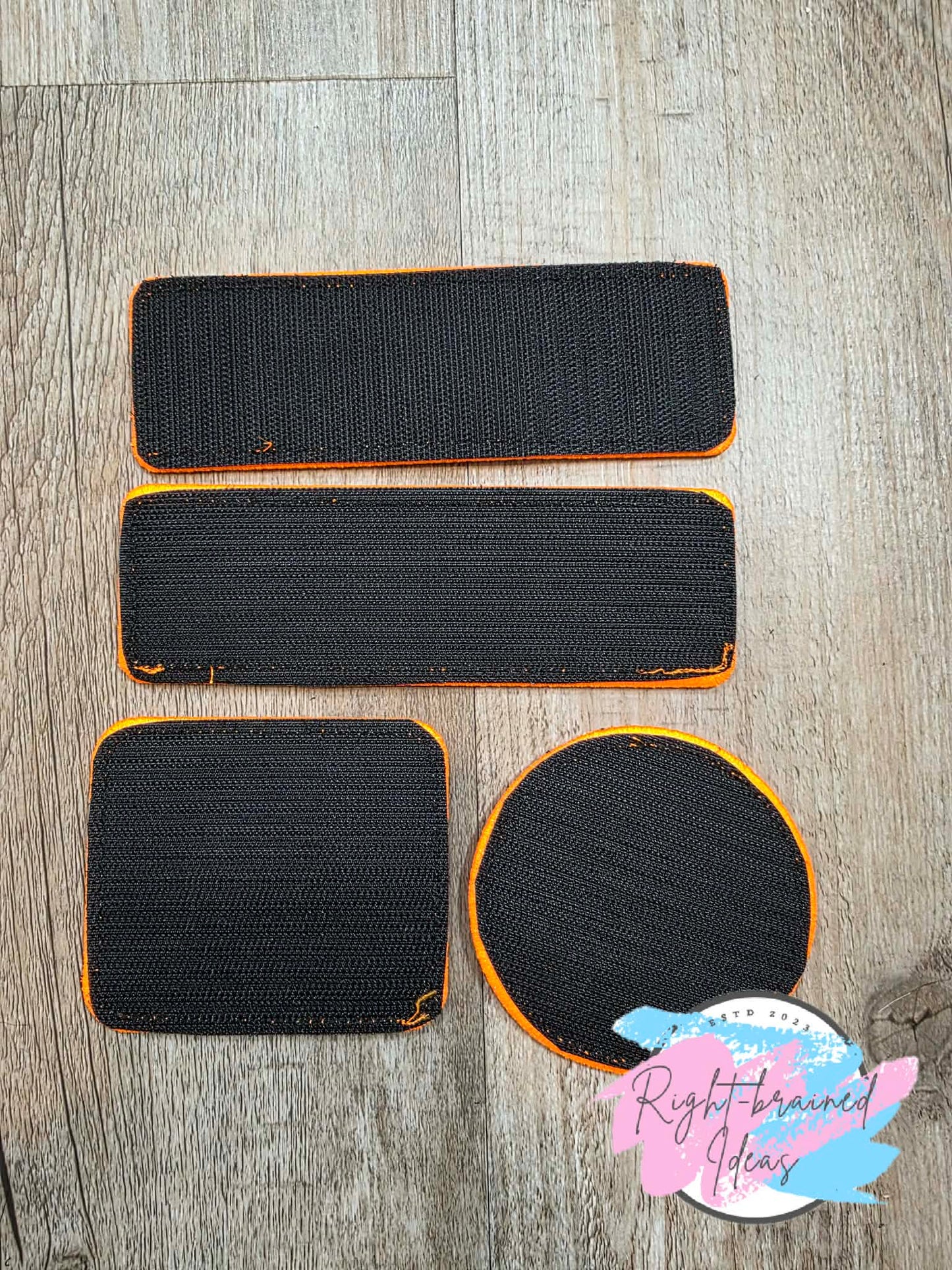 Service Dog In Training Neon Orange And White On Lightweight High Performance Black Twill Four-piece Patch Set