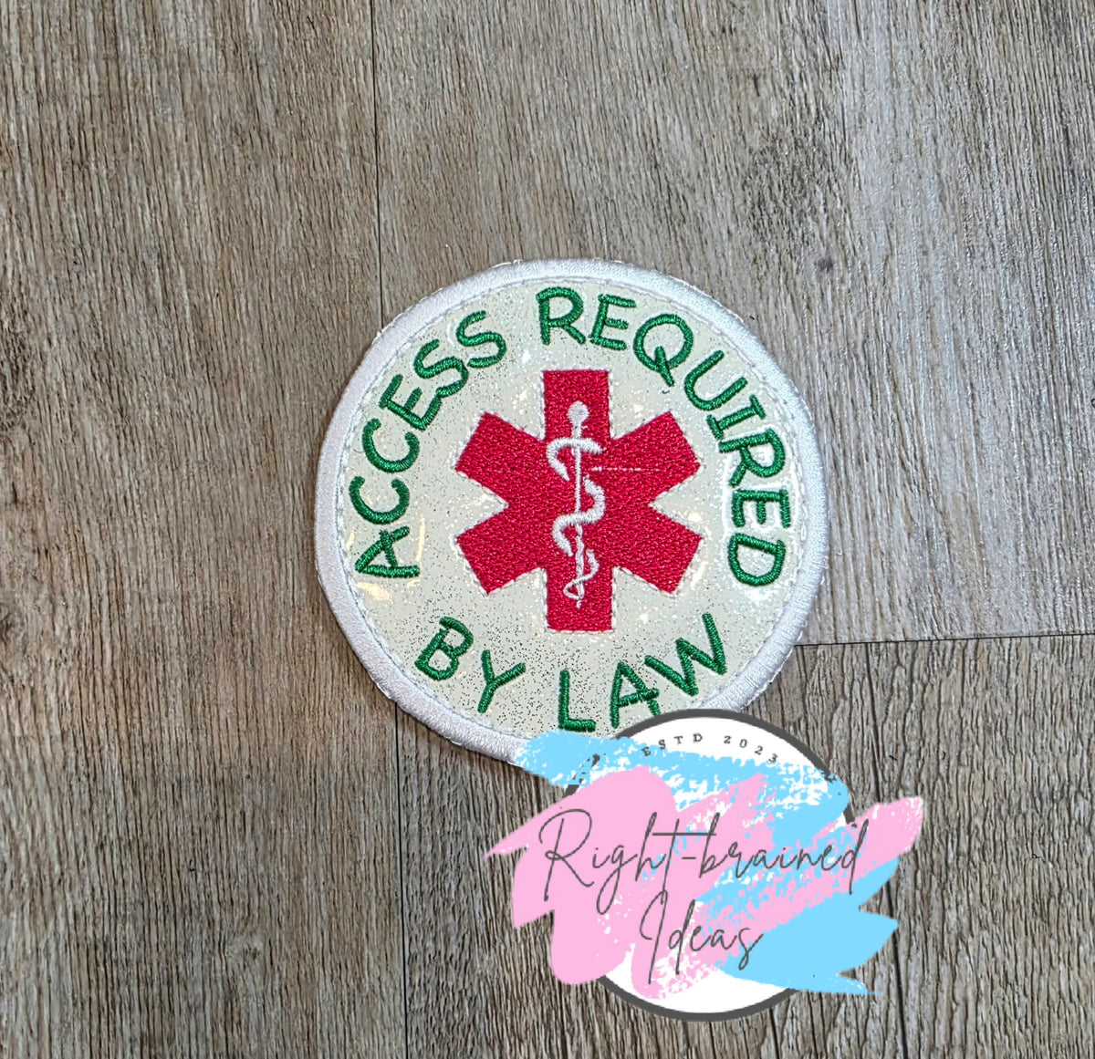 Peppermint Inspired In Training Red And Green On Sparkle White Vinyl Five-piece Patch And Leash Wrap Set