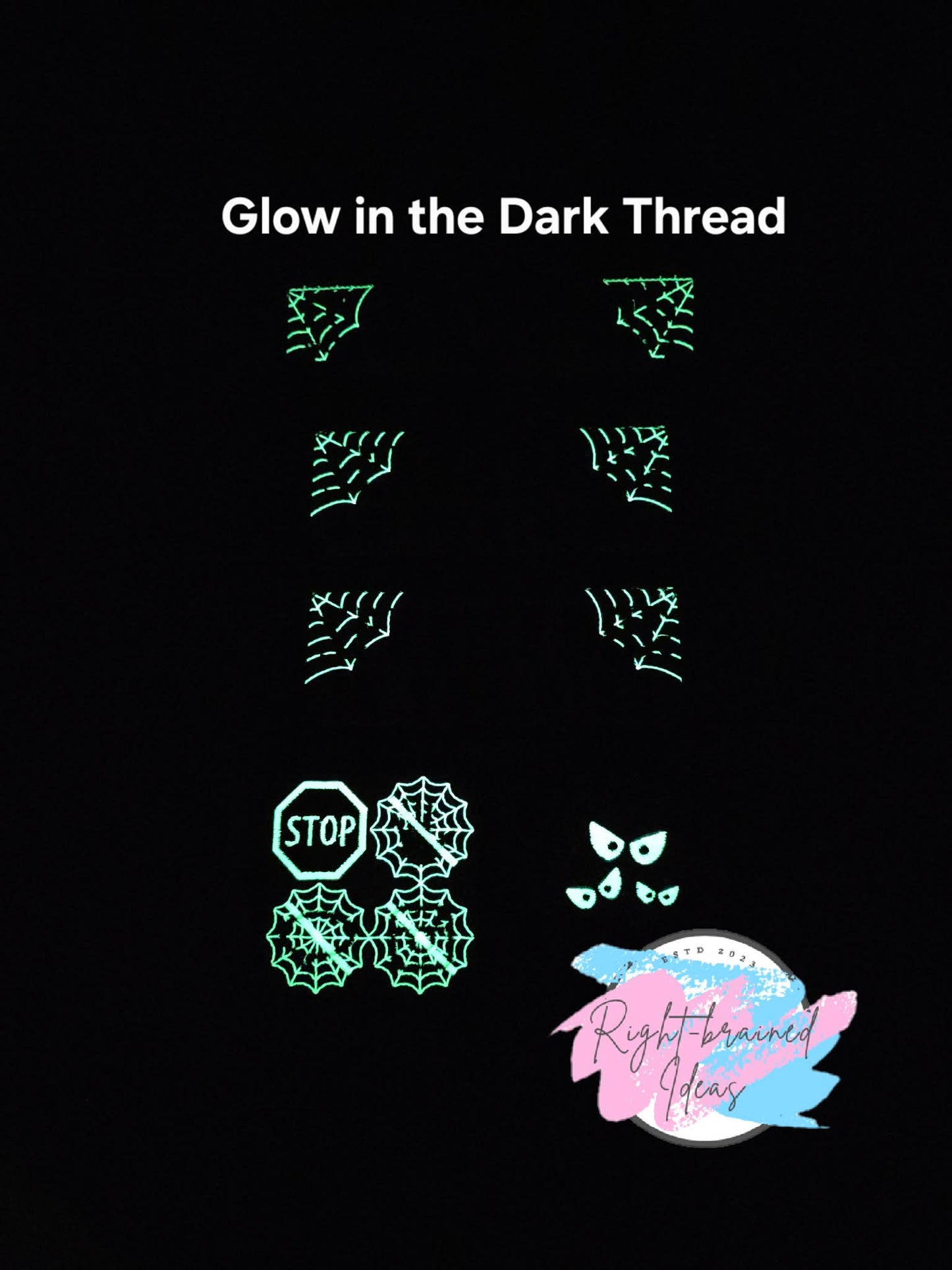 Creepy Crawley Inspired Service Dog In Training Glow-In-The-Dark White And Black On Sparkle Neon Orange Holographic Vinyl Five-piece Oversized Patch And Leash Wrap Set