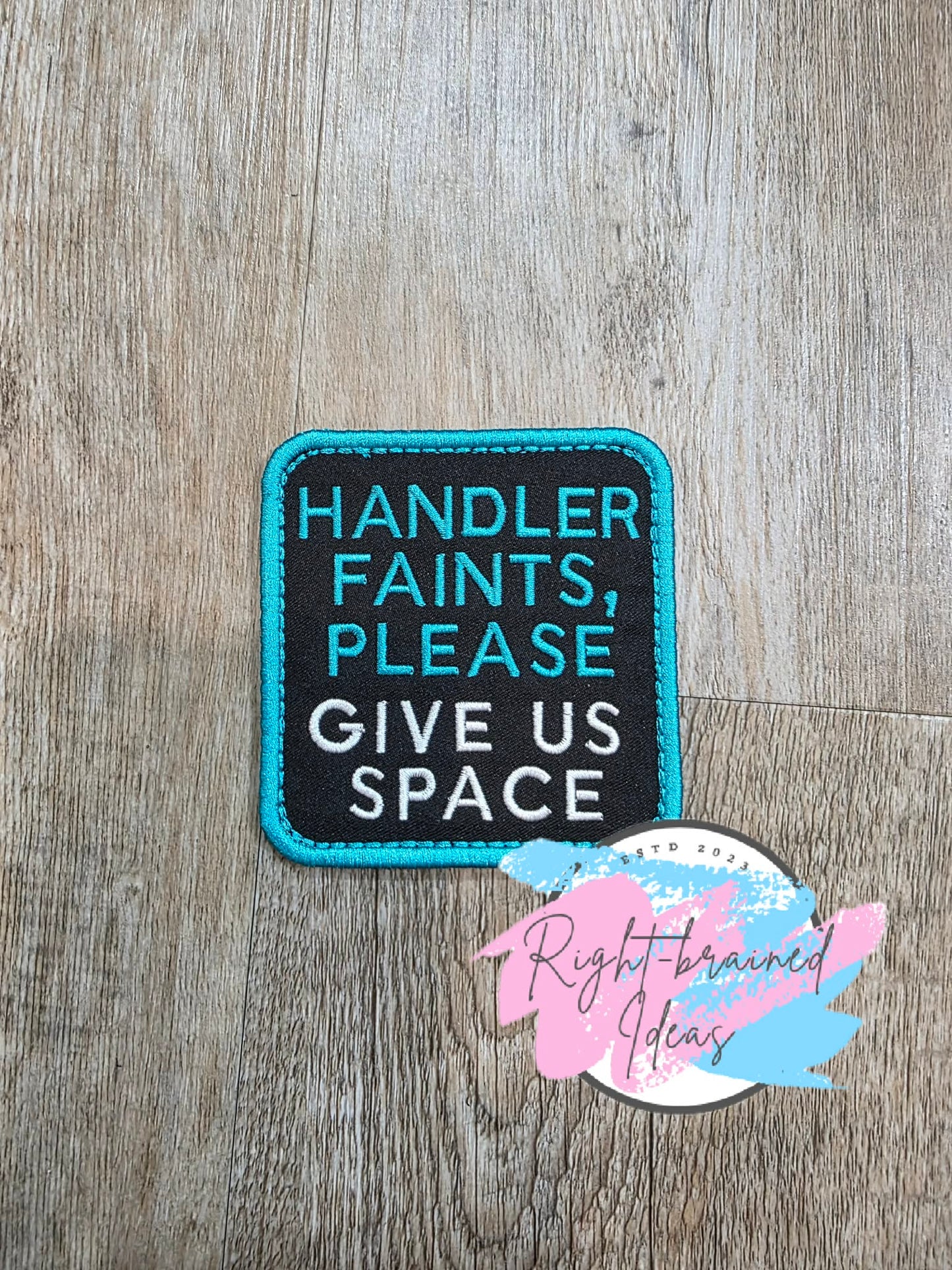 Service Dog Cardiac Alert White And Teal On Lightweight High Performance Black Twill Five-piece Patch and Patch Tab Set