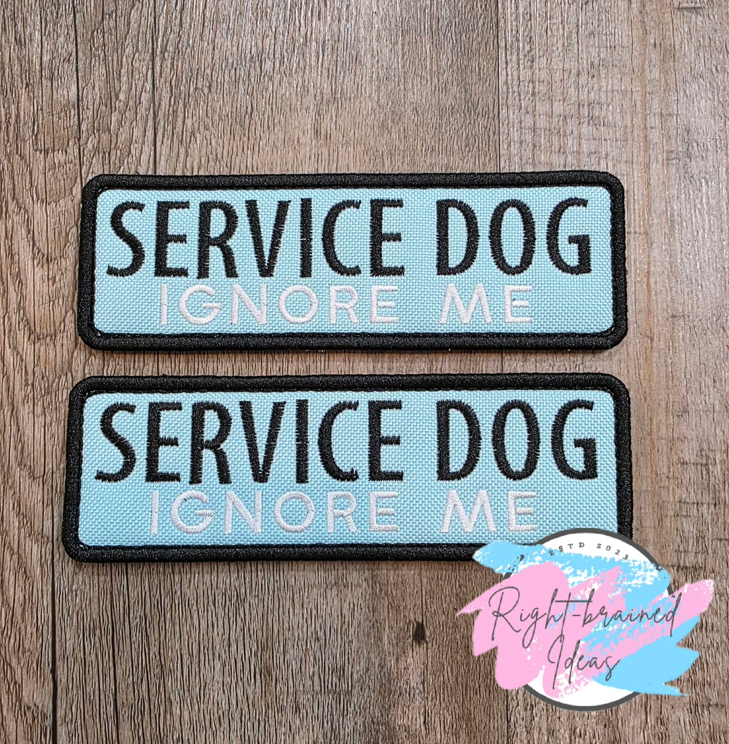 Service Dog Ignore Me Black And White On Light Blue Ottertex Canvas Four-piece Patch And Patch Tab Set