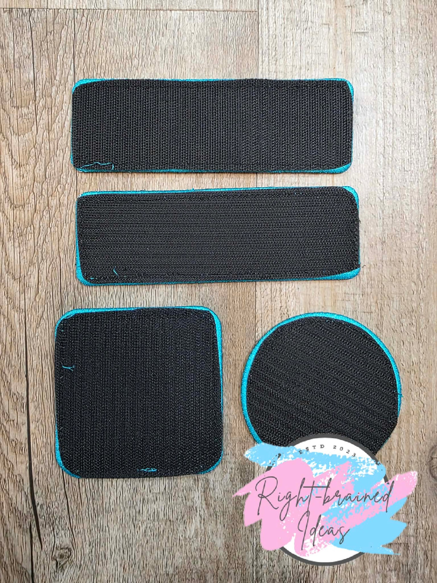 Service Dog Ignore Me Teal And White On Lightweight High Performance Black Twill Four-piece Patch Set