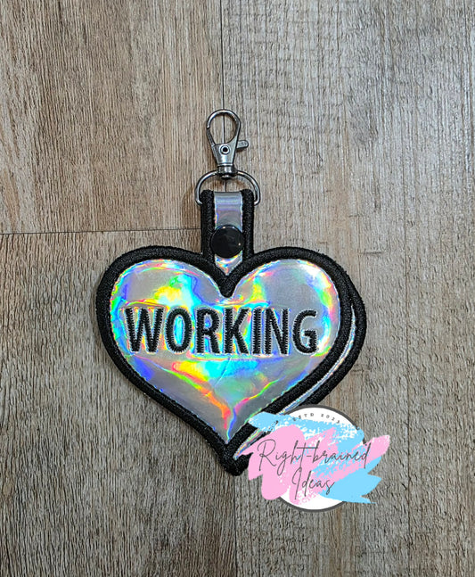 Valentine's Day Conversation Hearts Inspired Working Black On Silver Holographic Vinyl Patch Tab