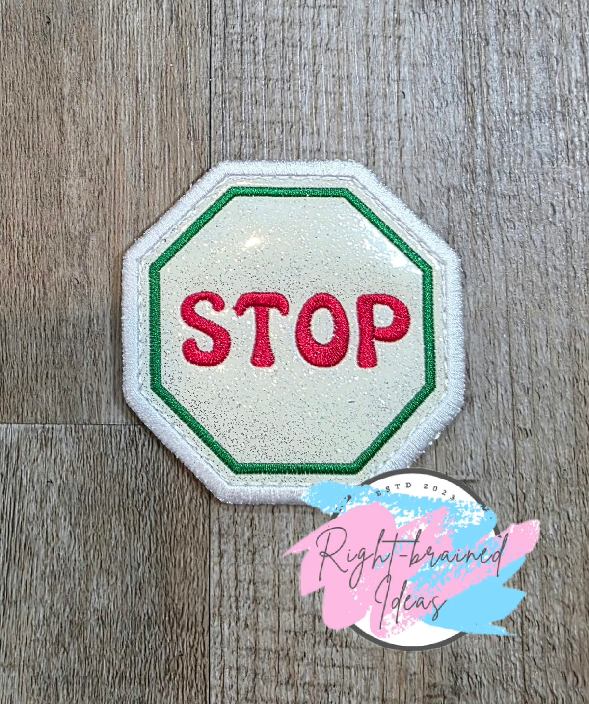 Peppermint Inspired Oversized Working Dog Red And Green On Sparkle White Vinyl Four-piece Patch Set