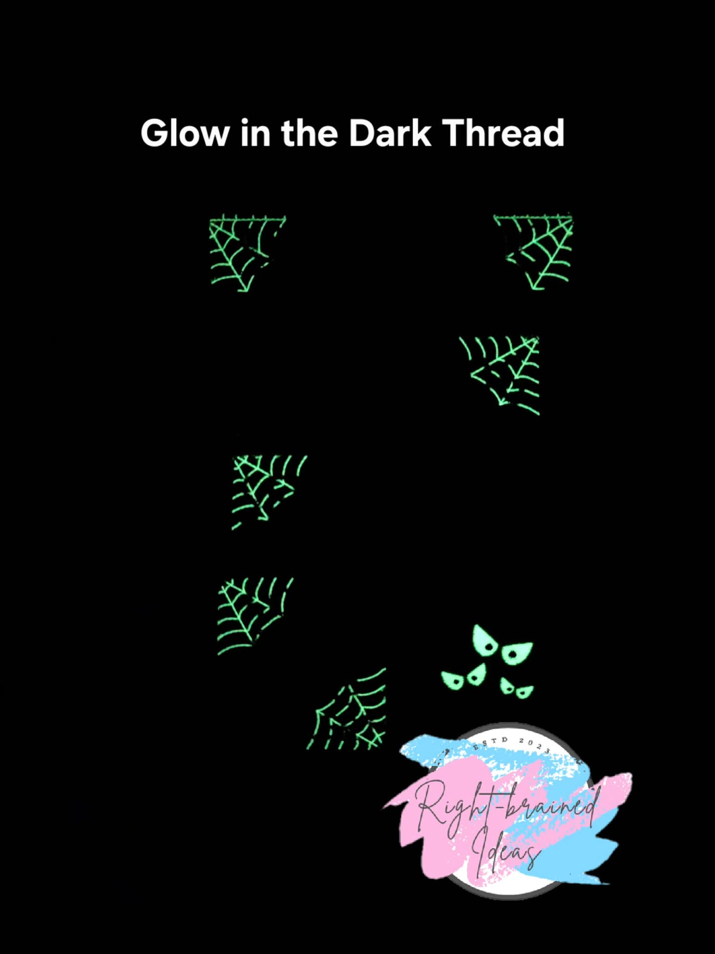 Service Dog Creepy Crawley Inspired Purple, Black and Glow-in-the-Dark White on Sparkle Lime Green Vinyl Five-piece Patch Set