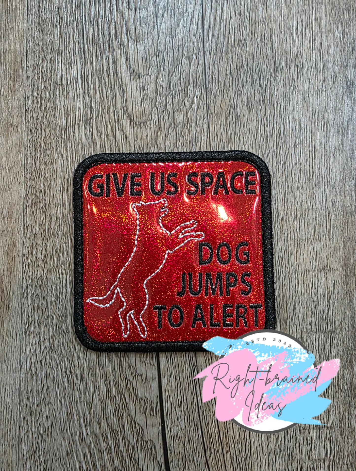 Service Dog Ignore Me White And Black On Sparkle Red Vinyl Four-piece Patch Set