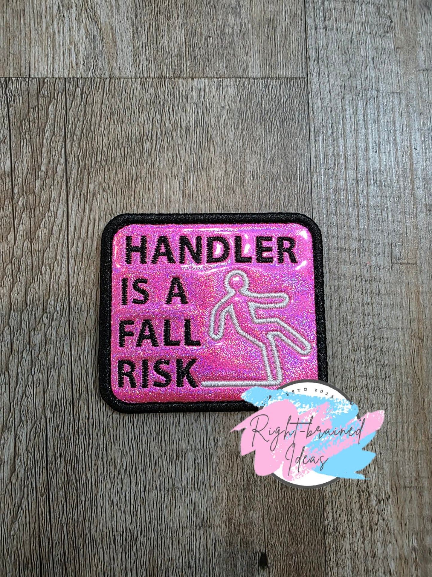 Service Dog Medical Alert White And Black On Sparkle Pink Holographic Vinyl Four-piece Patch Set