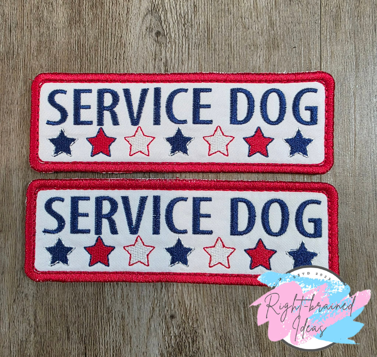 Independence Day Inspired Service Dog Red, White And Blue On Lightweight High Performance White Twill Three-piece Patch Set