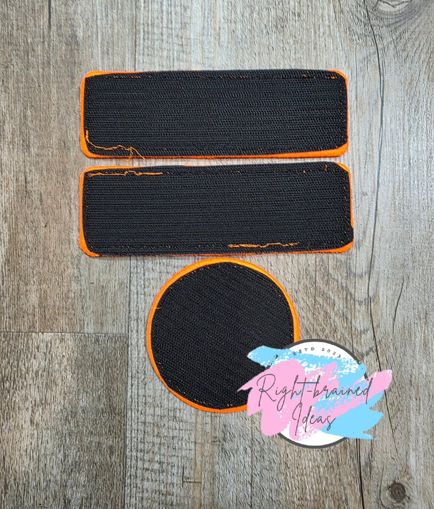 Service Dog Do Not Pet Neon Orange And White On Lightweight High Performance Black Twill Three-piece Patch Set