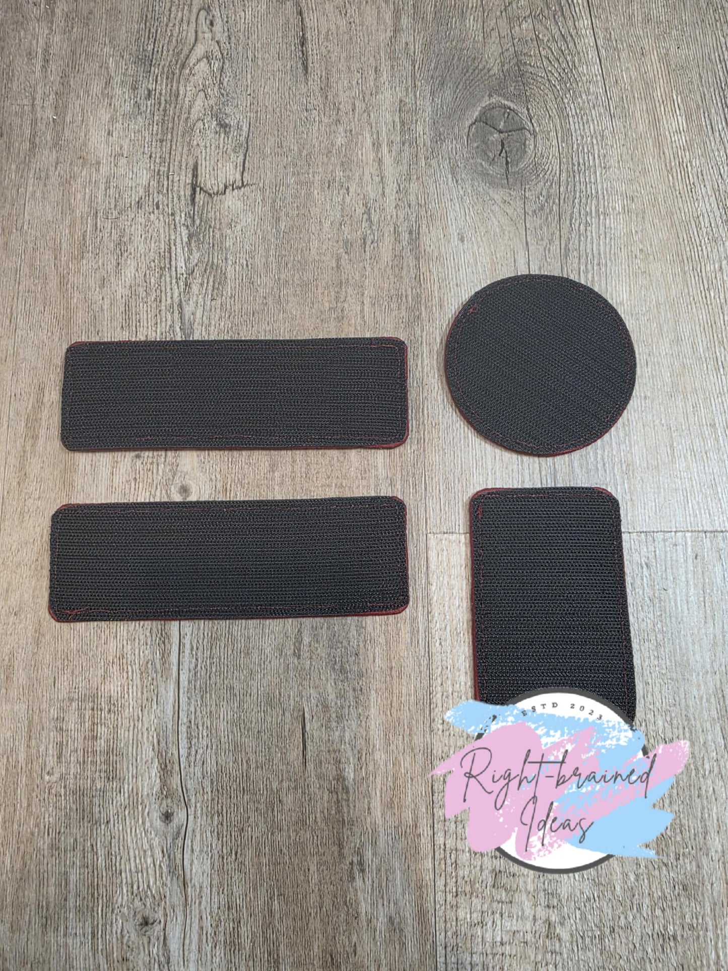 Autumn Inspired Service Dog Fall Matt Palette Of Colors On Maroon Lightweight High Performance Twill Five-piece Patch And Leash Wrap Set