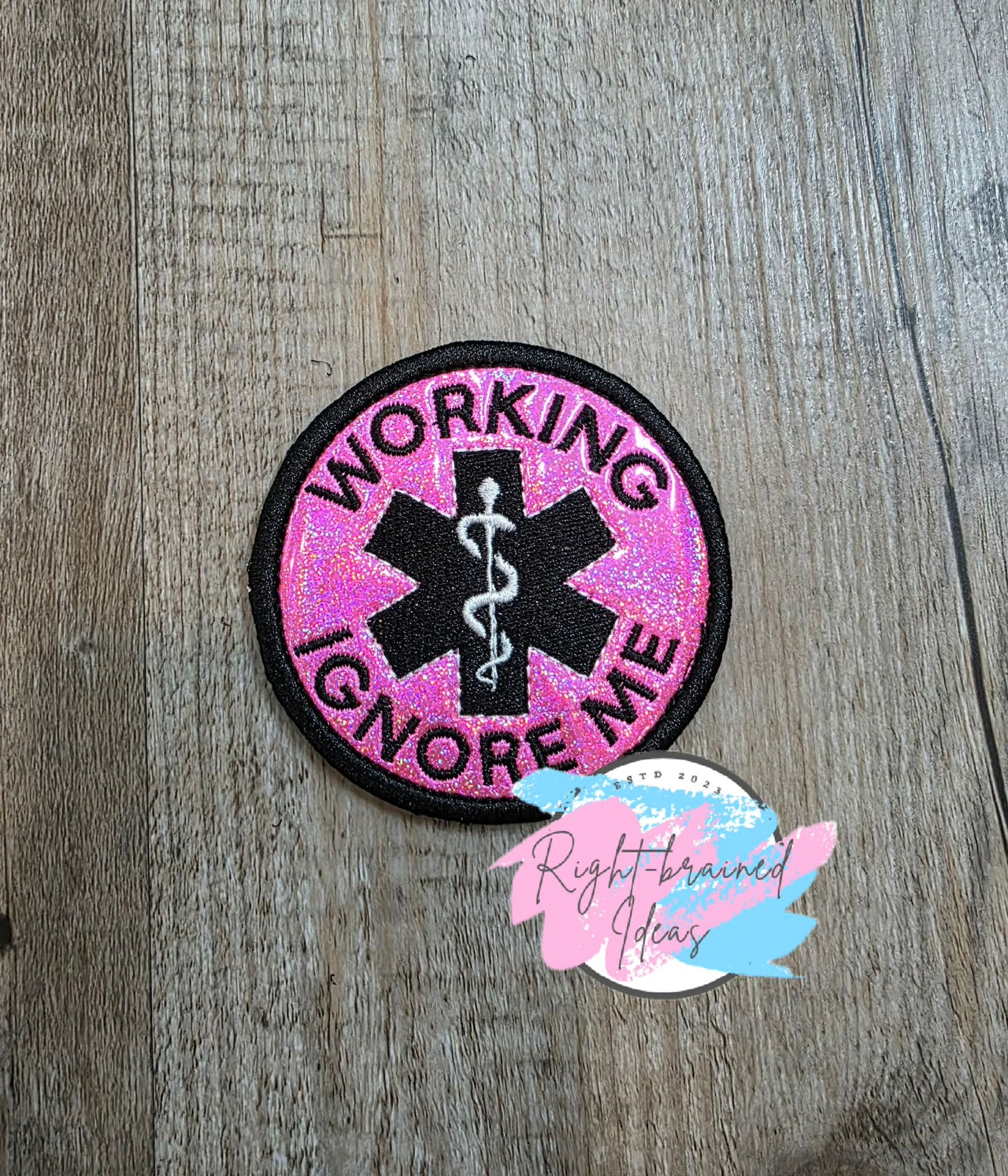 Service Dog In Training Black And White On Sparkle Pink Holographic Vinyl Four-piece Patch Set