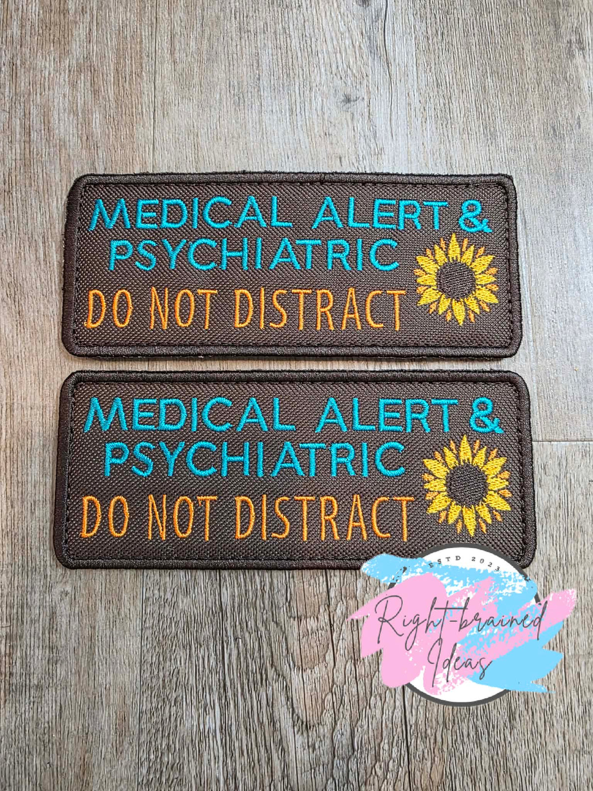 Sunflower Inspired Teal, Orange, Yellow And Brown On Brown Ottertex Canvas Four-piece Oversized Patch And Patch Tab Set