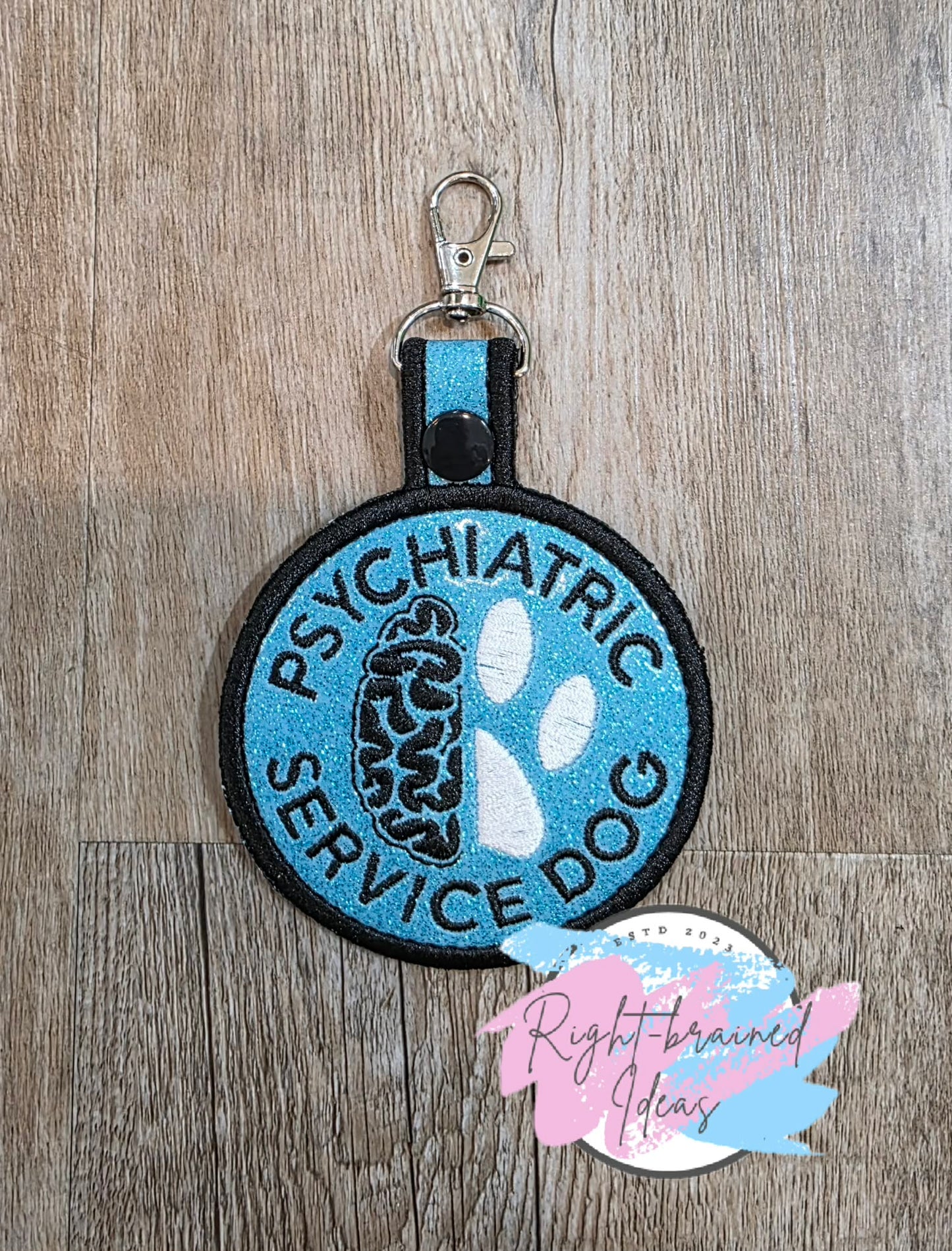 Psychiatric Black And White On Sparkle Light Blue Vinyl Patch Tab