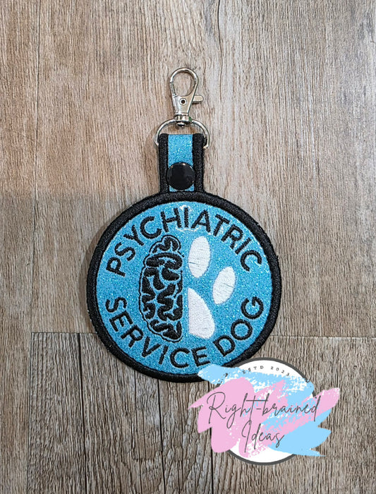 Psychiatric Black And White On Sparkle Light Blue Vinyl Patch Tab